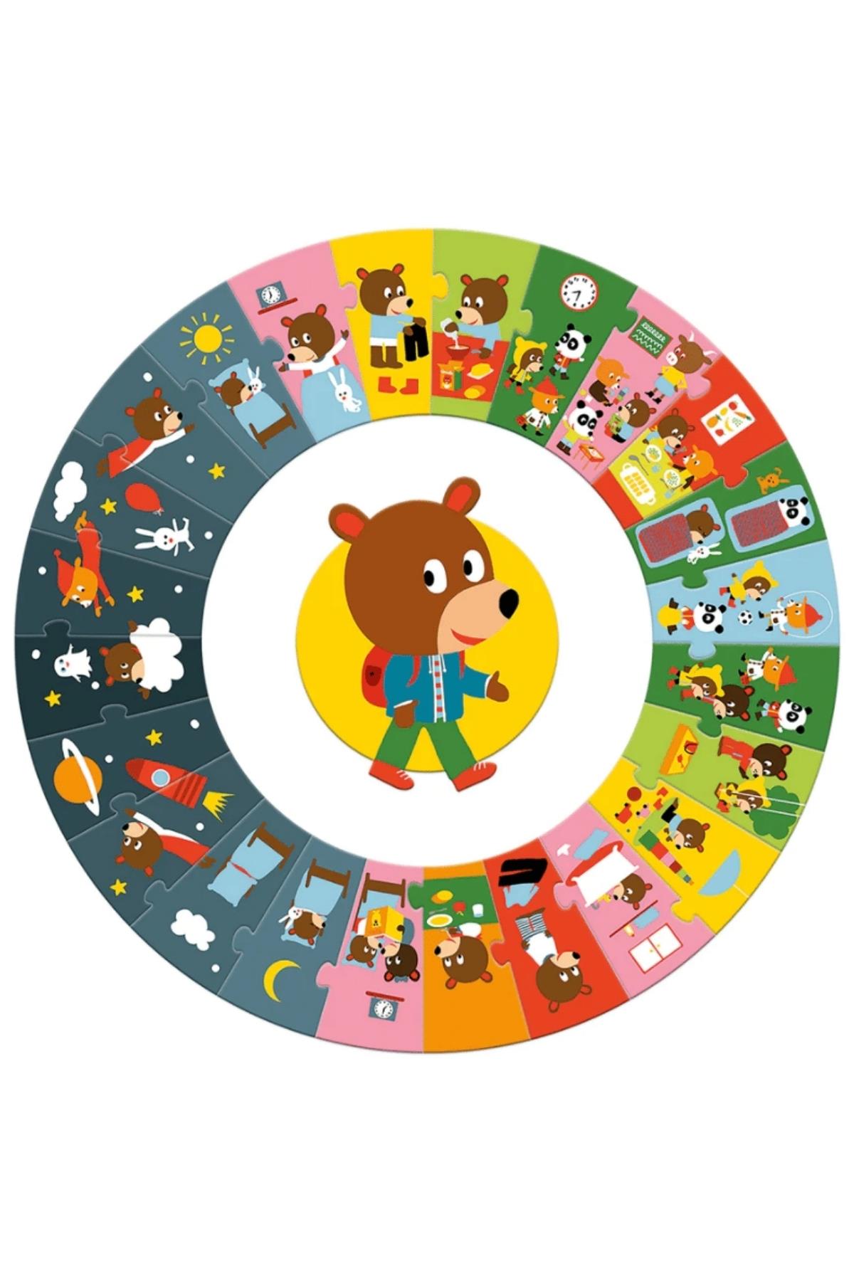 Djeco Yuvarlak Puzzle 24 Parça - Bir Gün Çok Renkli