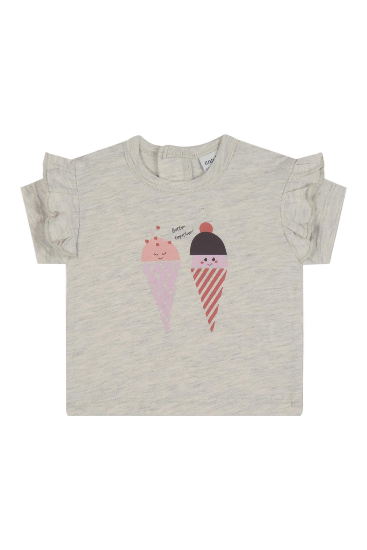 Dondurma Aşkı Fırfırlı T-shirt Gri