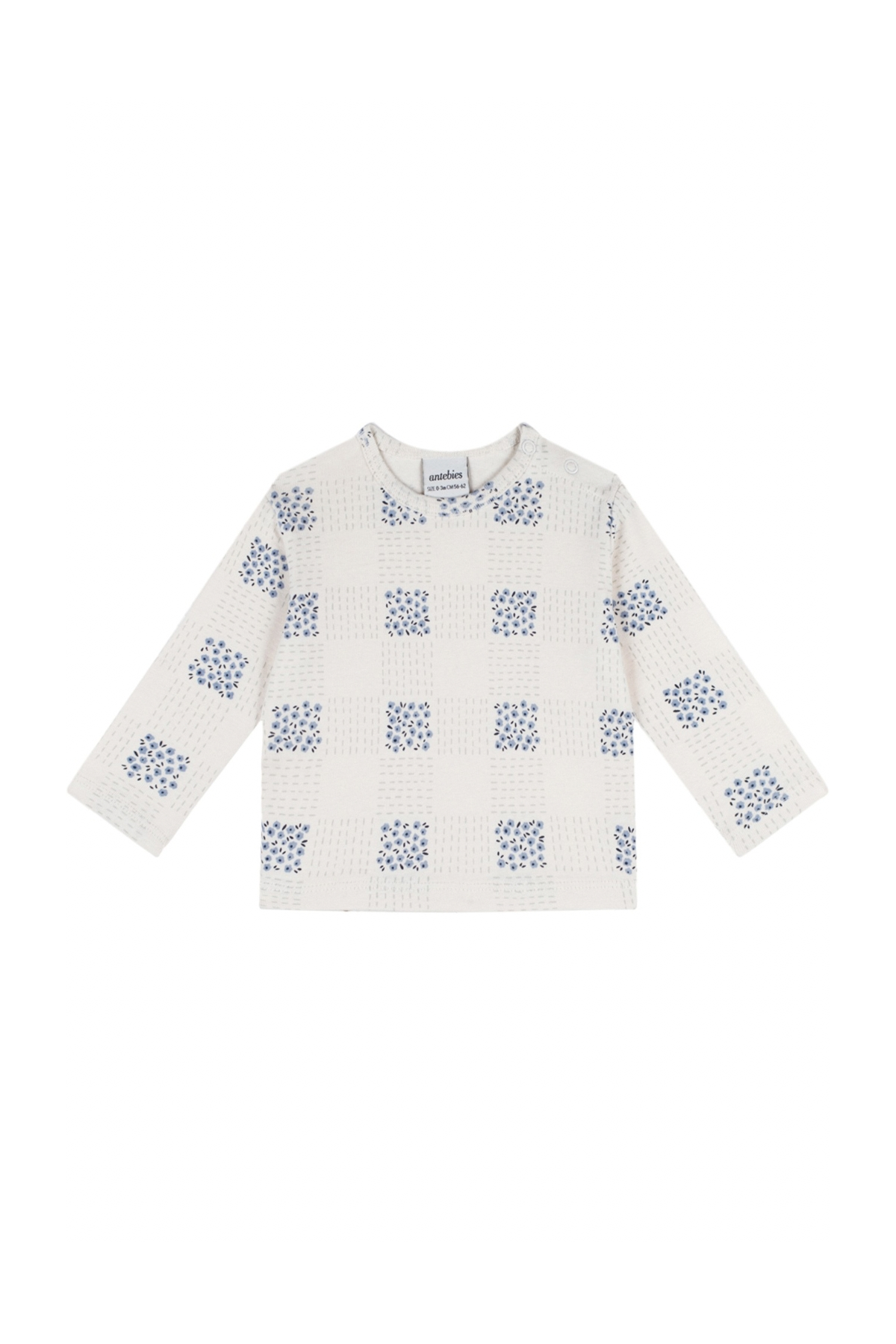 Antebies / Ekose Çiçek Uzun Kollu Tshirt Pantolon Set Krem