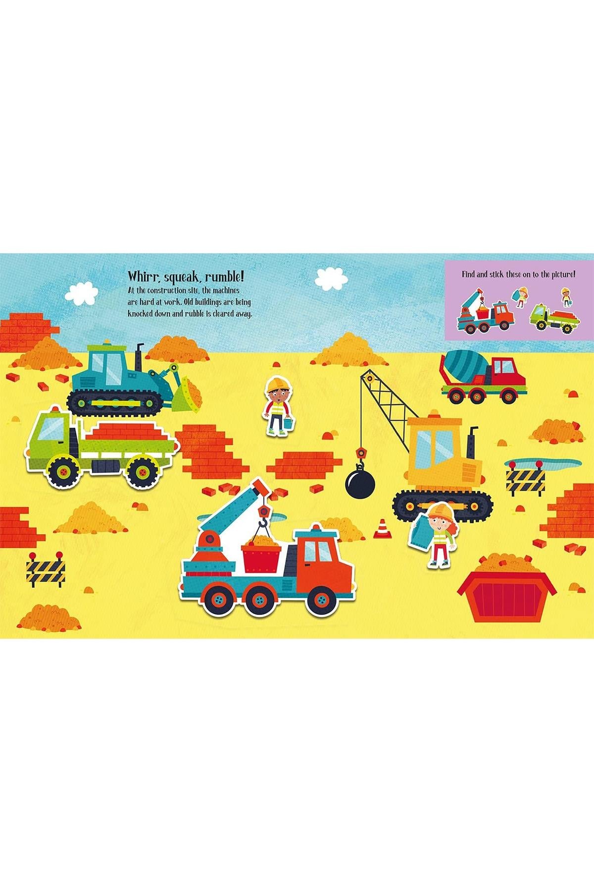 Imagine That / Felt Stickers - Diggers Play Scene Book Çok Renkli