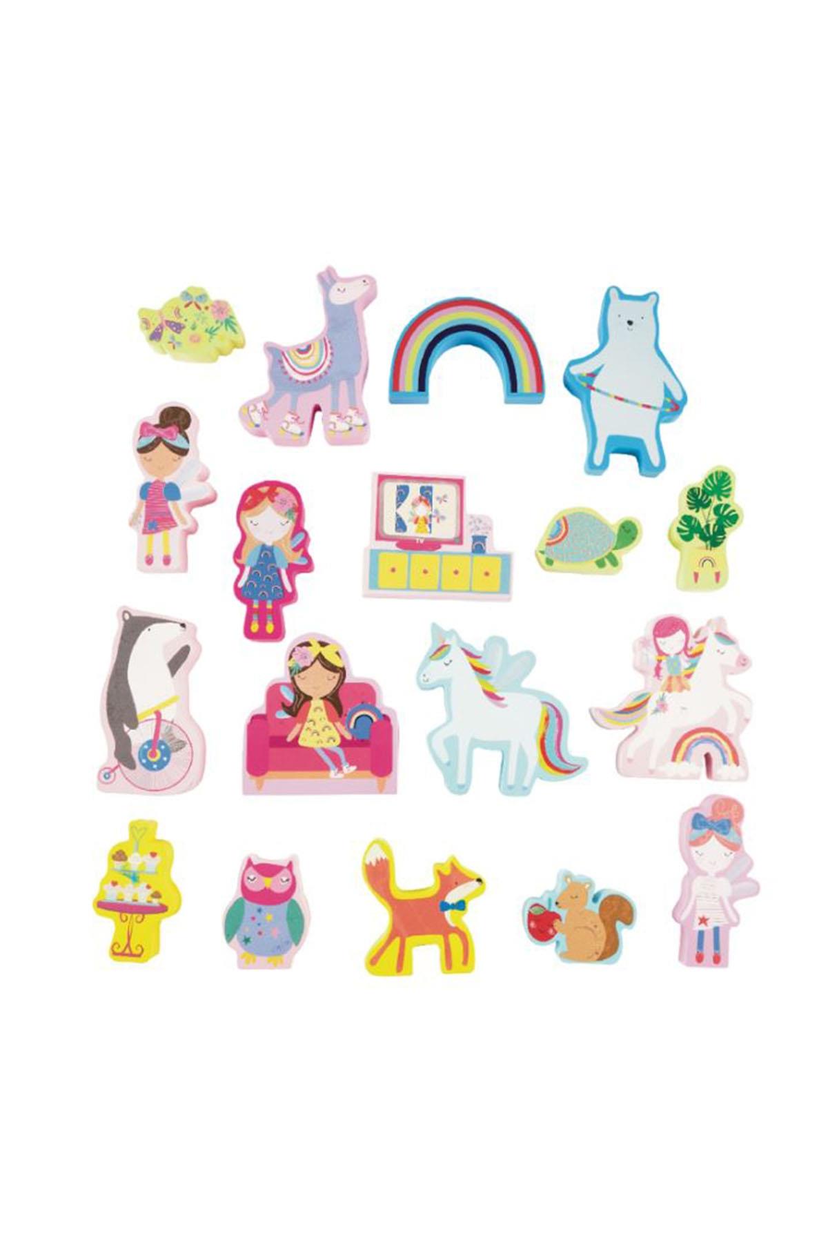 FLOSS & ROCK Ahşap Figürlü Oyun Kutuları / Rainbow Çok Renkli