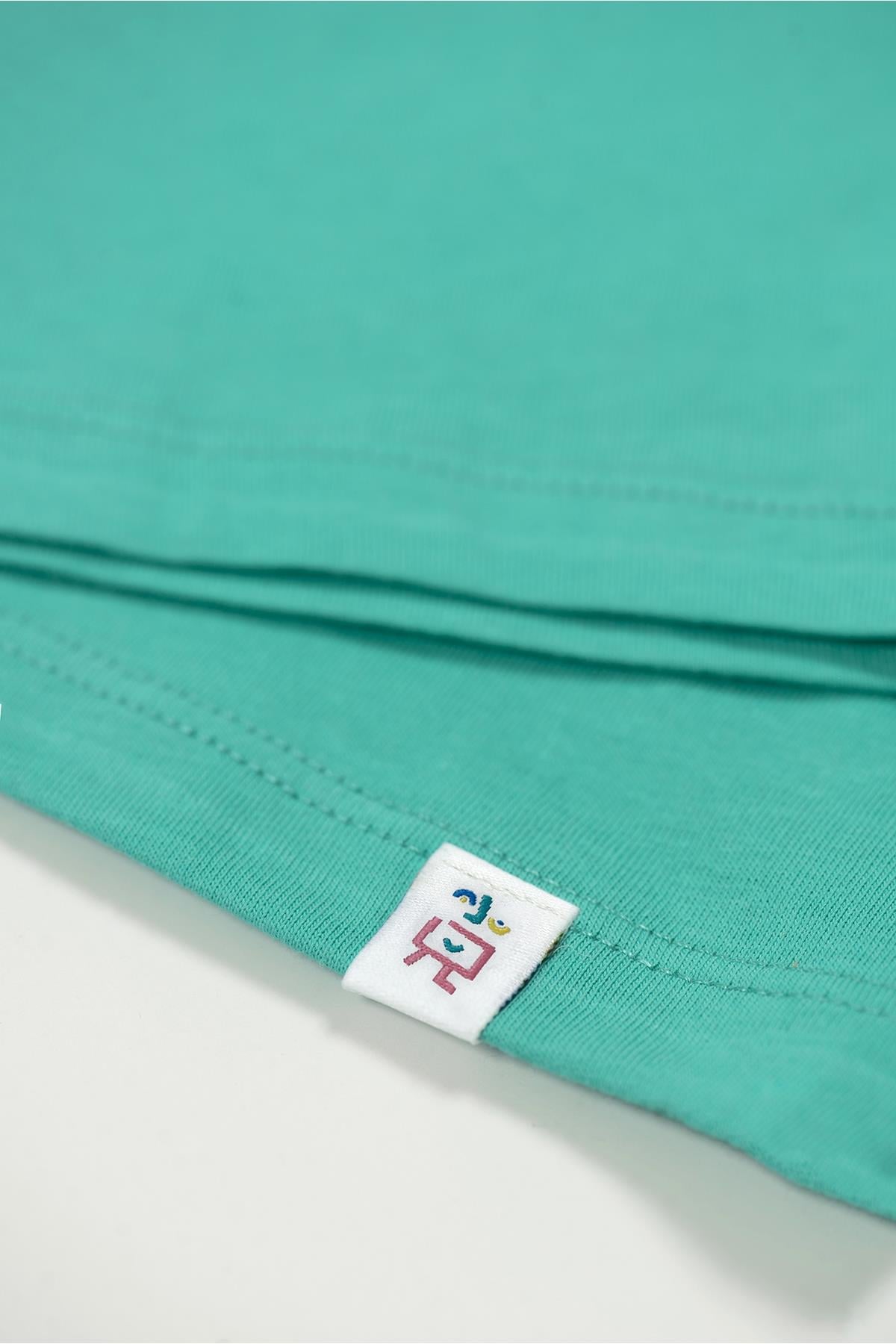 Beetlebeez / Geometric Bubbles T-Shirt Kısa Kollu Nakışlı Çocuk T-Shirt - (Mavi Ribana) Mint