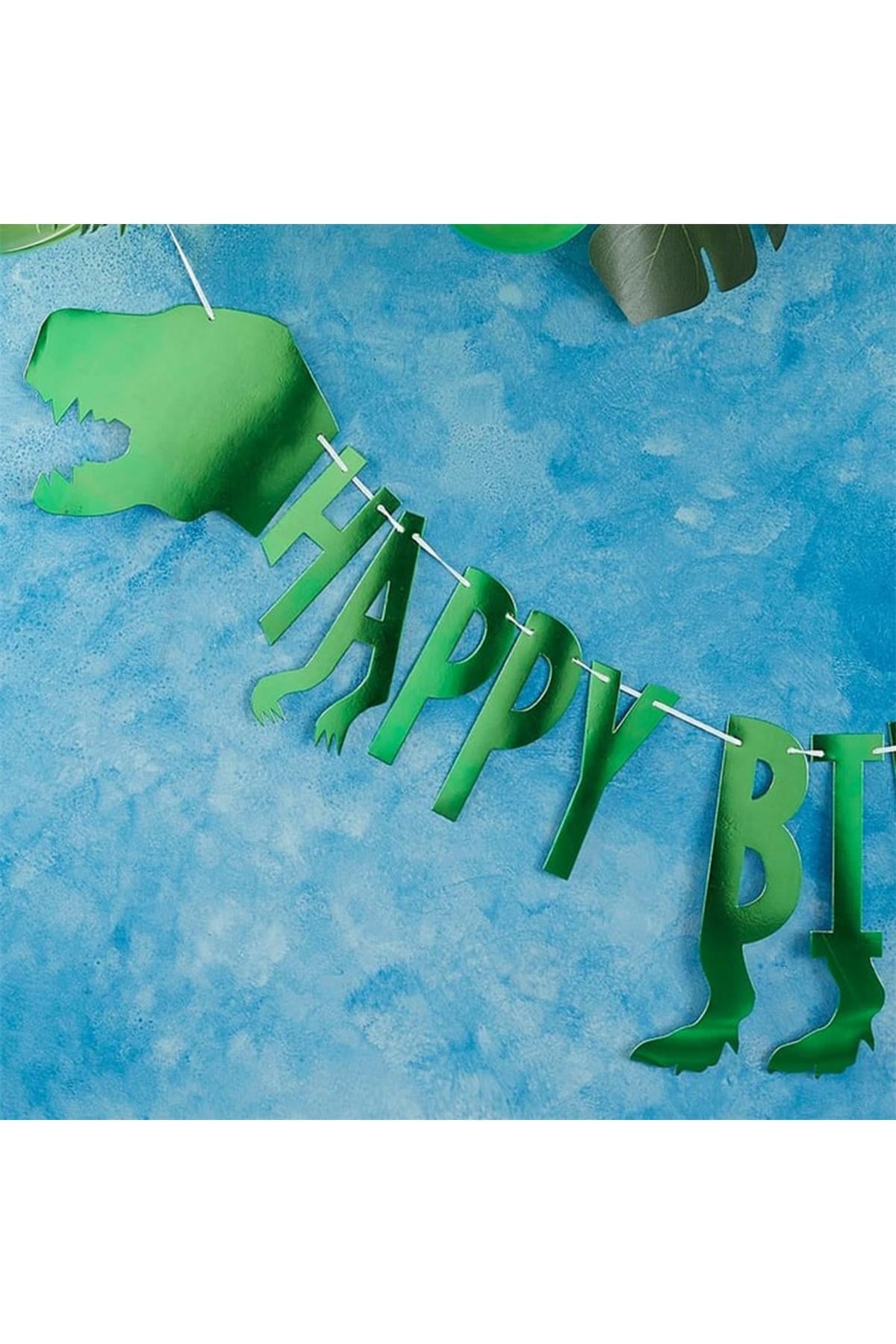 Ginger Ray - Happy Birthday Asılan Süs - Dinozor Çok Renkli