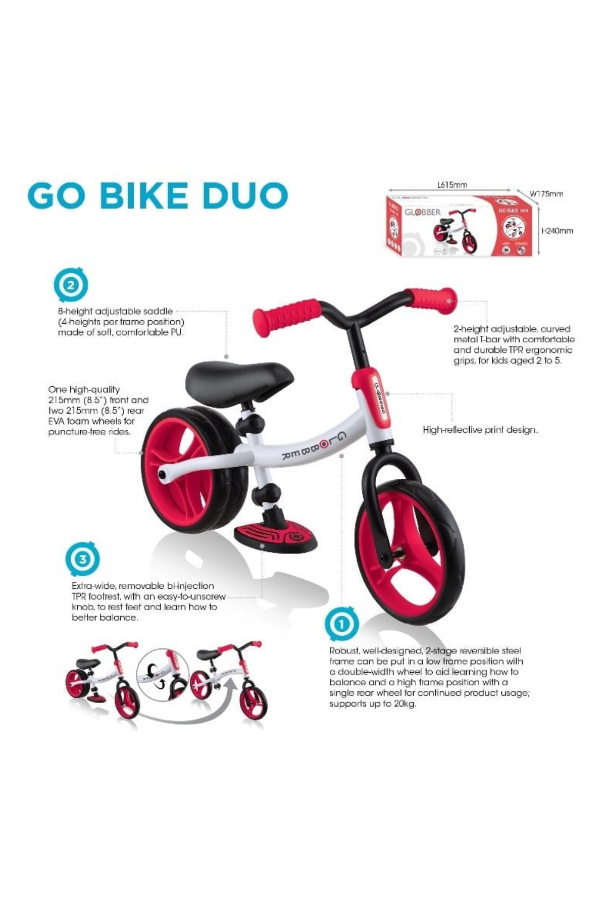 Globber Duo Denge Bisikleti Kırmızı