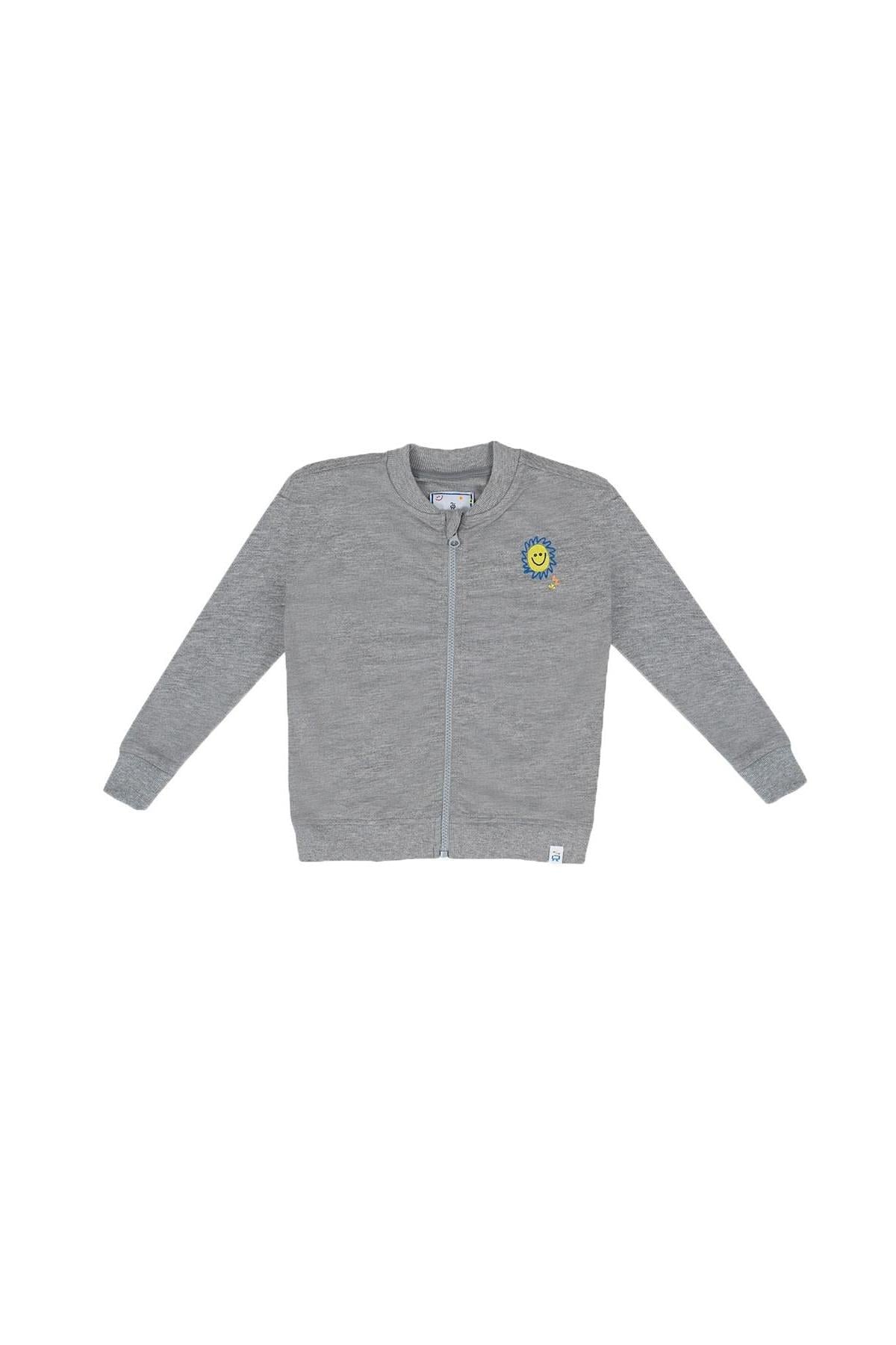 Beetle Beez / Happy Sun Zipped Sweatshirt - Grey Gri