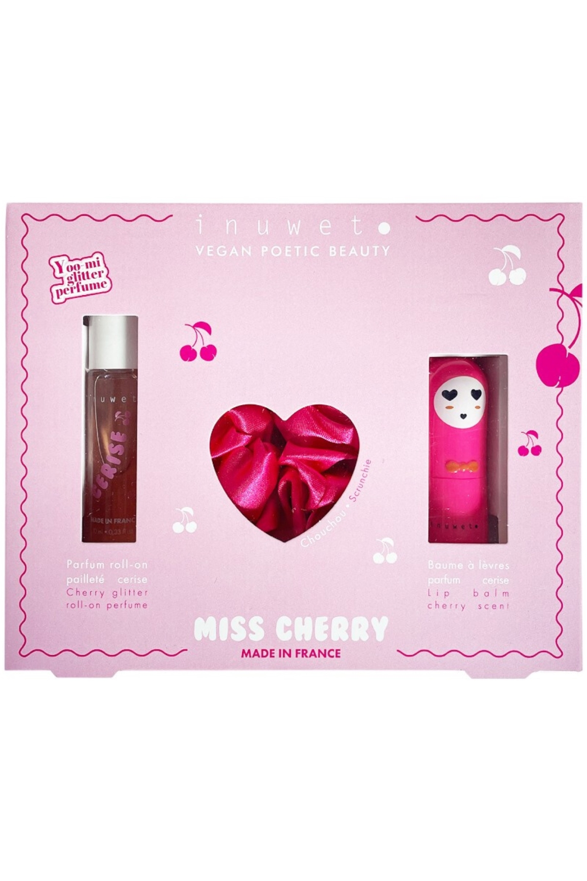 Inuwet Miss Cherry Set -Pembe Saç Tokası, Parfüm ve Dudak Nemlendiricisi Çok Renkli
