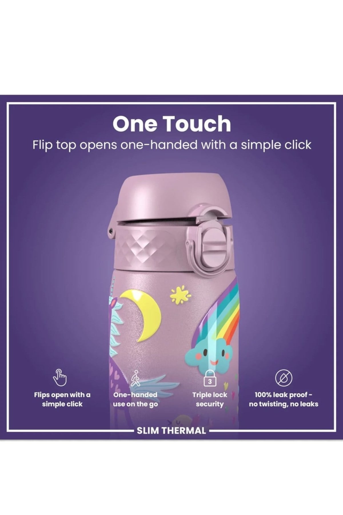ION8 - İnce Su Termosu - Unicorn - 500 ml - Sızdırmaz Çok Renkli