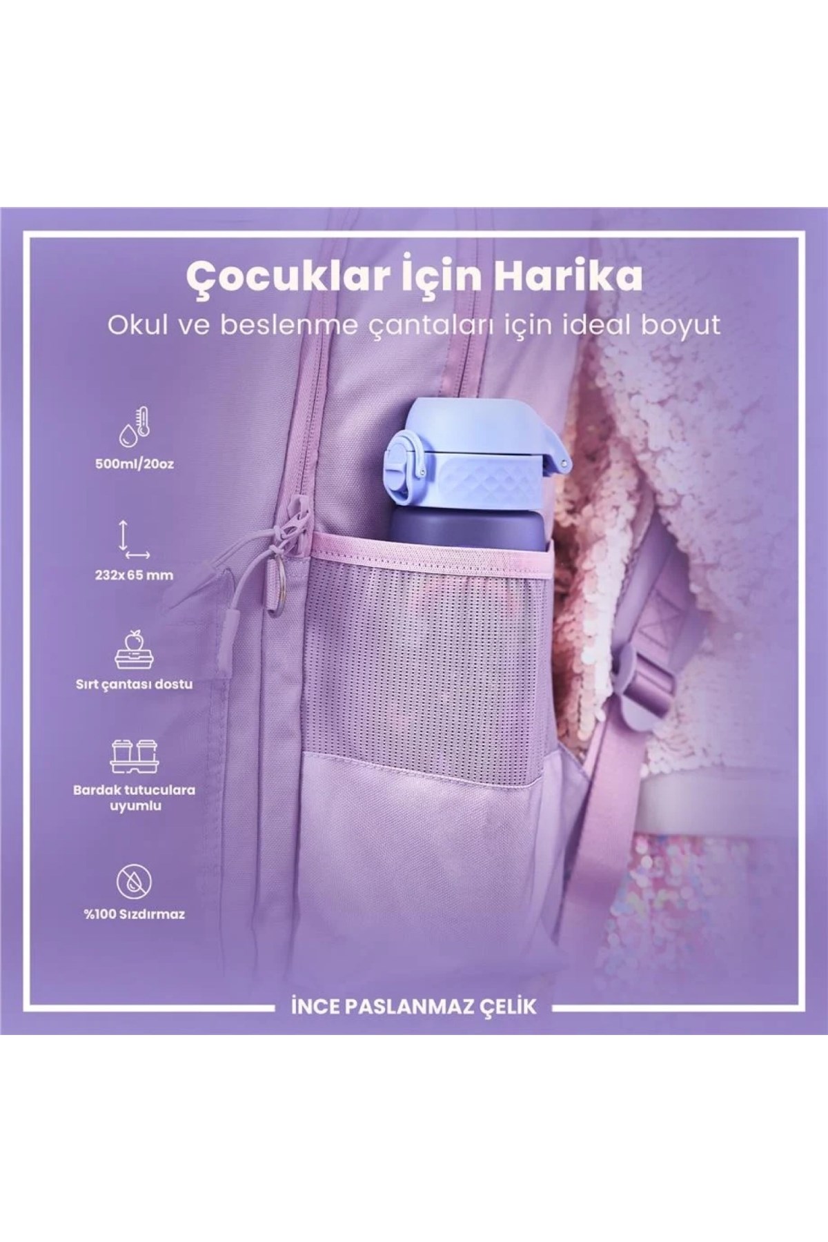ION8 - Paslanmaz Çelik İnce Suluk - Unicorn - 600 ml - Sızdırmaz Çok Renkli