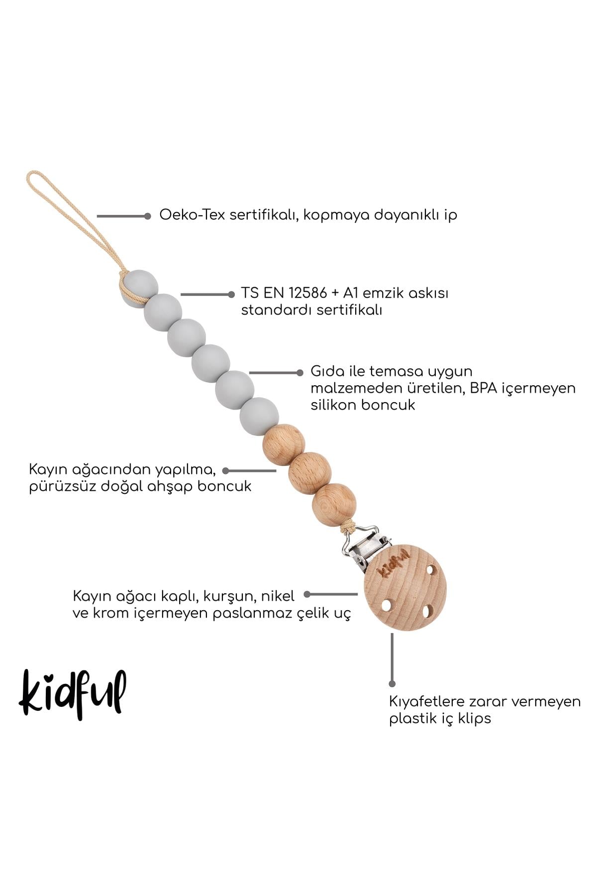 Kidful Boncuk Emzik Askısı Rose