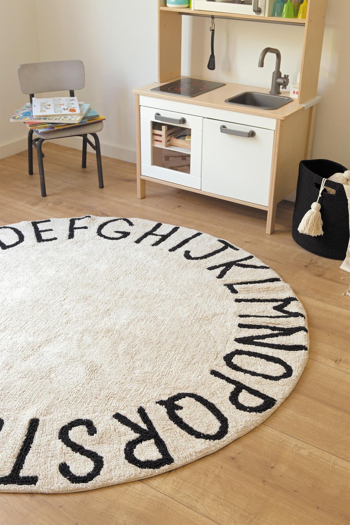 Lorena Canals /Halı, Round ABC Natural Beyaz