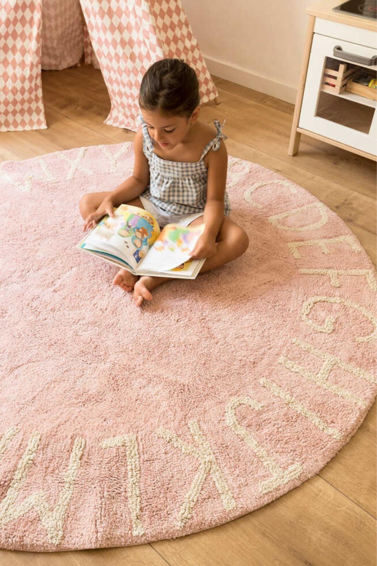Lorena Canals /Halı, Round ABC Vintage Nude Pembe