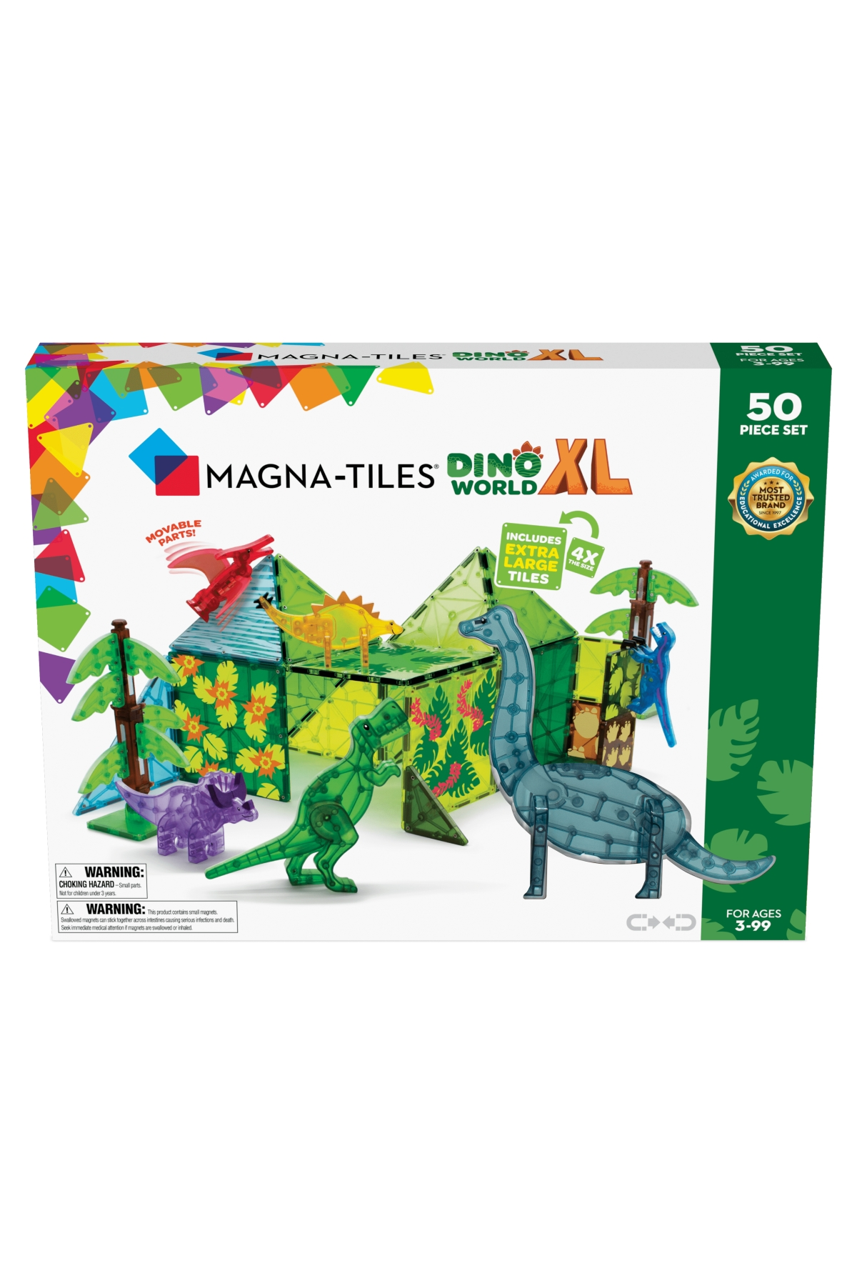 MagnaTiles Dinozor Dünyası - 50 Parça - XL Çok Renkli