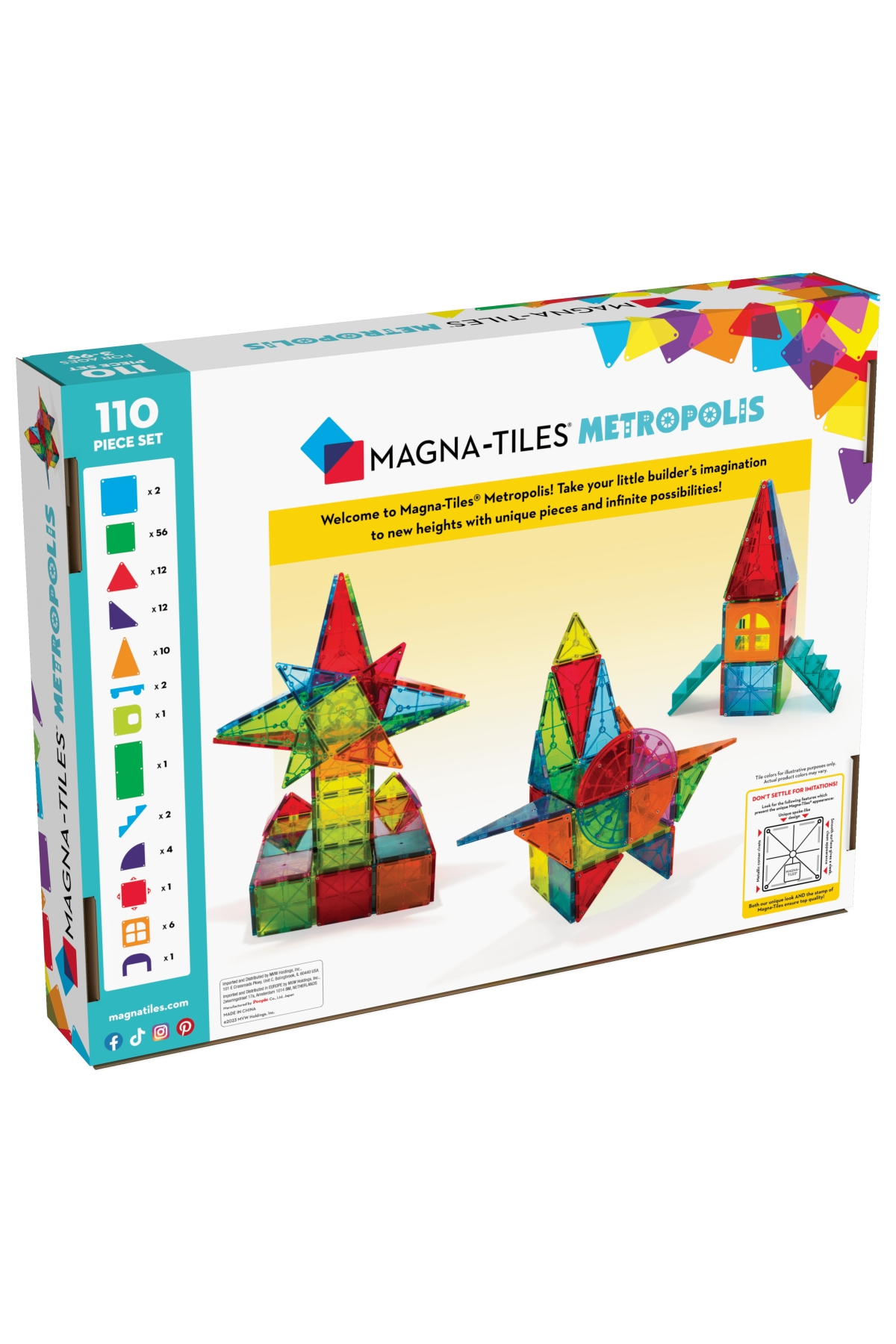 MagnaTiles - Metropolis - 110 Parça Çok Renkli