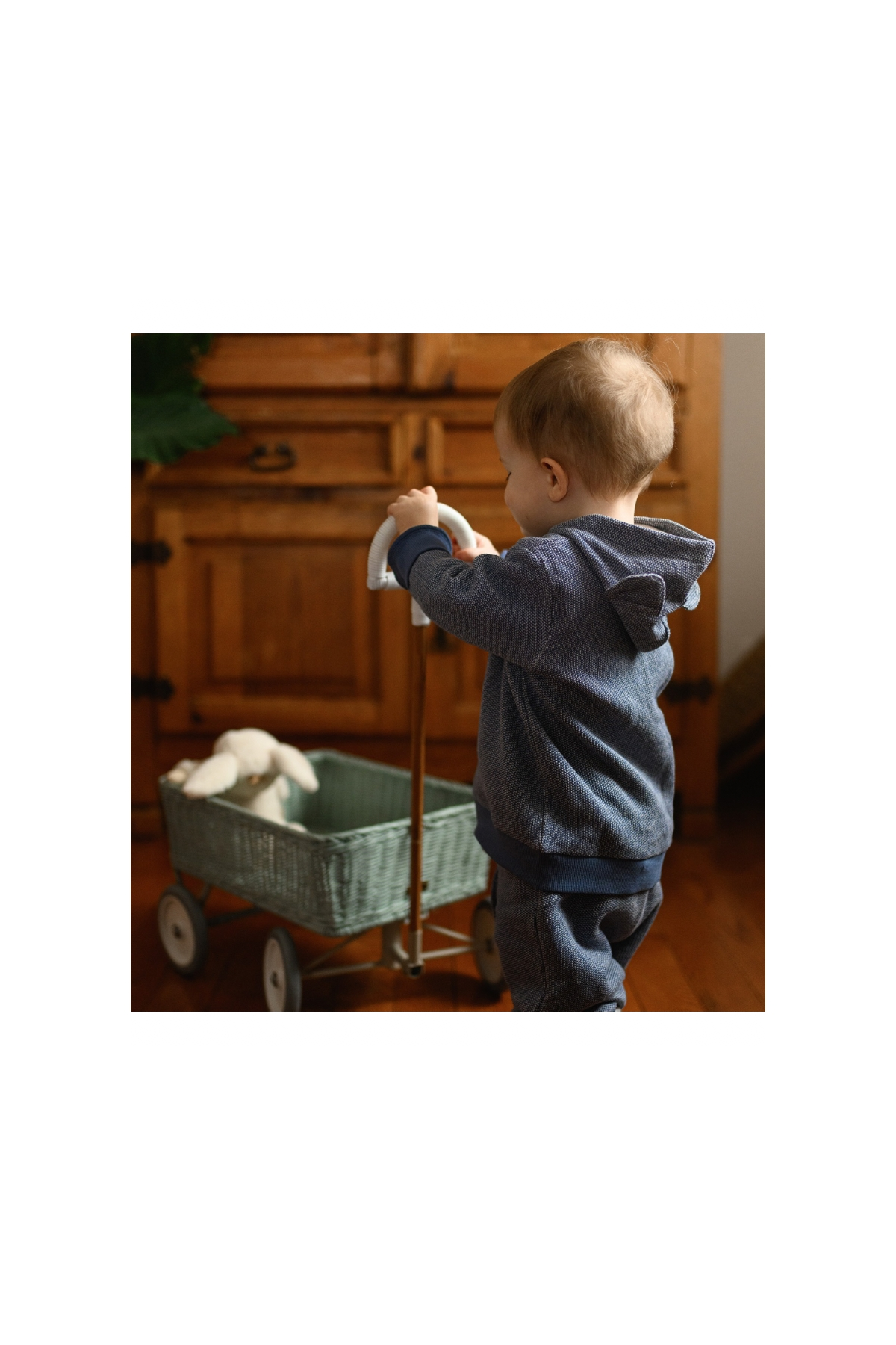 Antebies / Mavi Futter Ayı Kulaklı Sweatshirt Pantolon Set Mavi