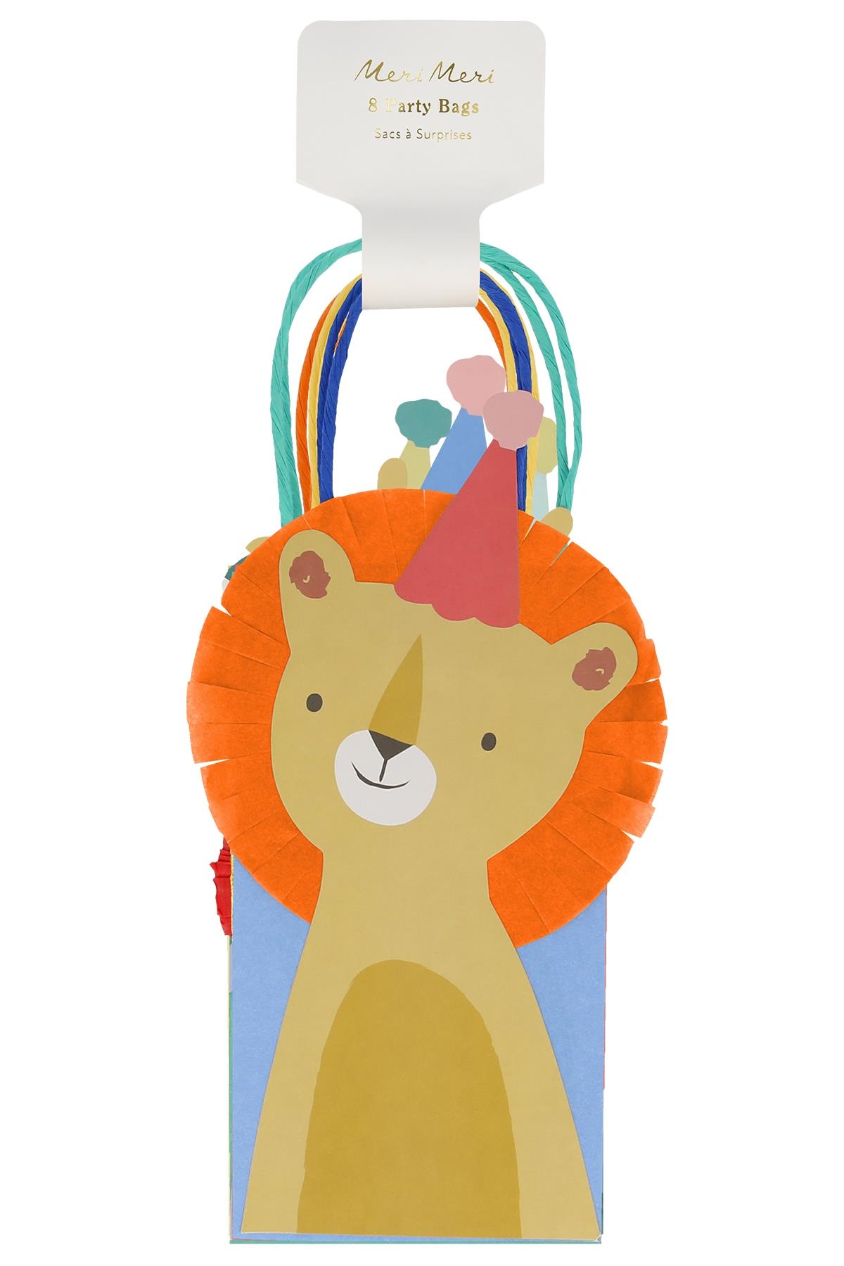 Meri Meri - Animal Parade Party Bags - Hayvanlar Geçit Töreni Parti Çantaları (8li) Çok Renkli