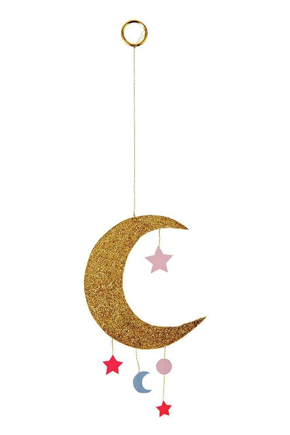 Meri Meri - Baby Moon Mobile Card - Ay & Yıldız Tebrik Kartı - Pembe Çok Renkli