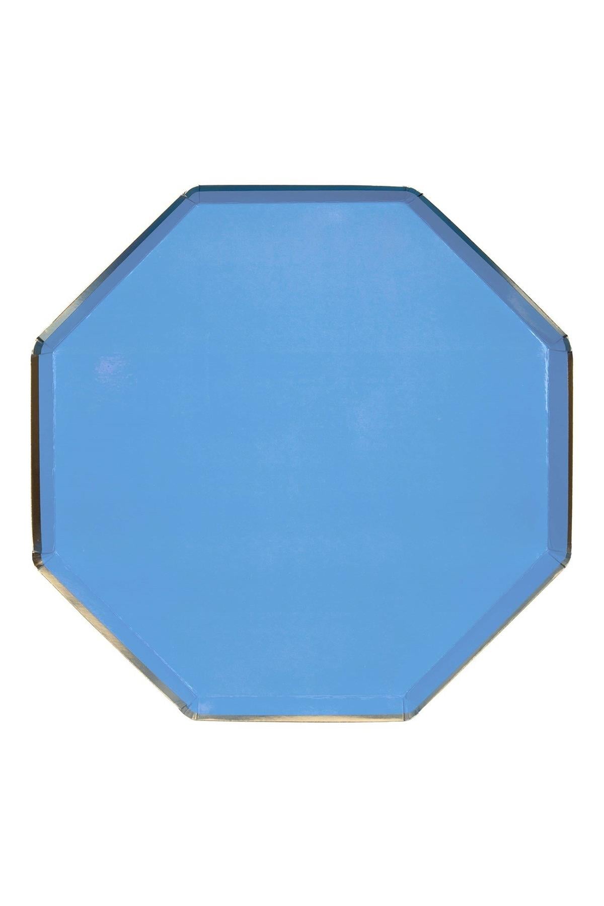 Meri Meri - Bright Blue Plates - Parlak Mavi Tabaklar - L - 8'li Çok Renkli