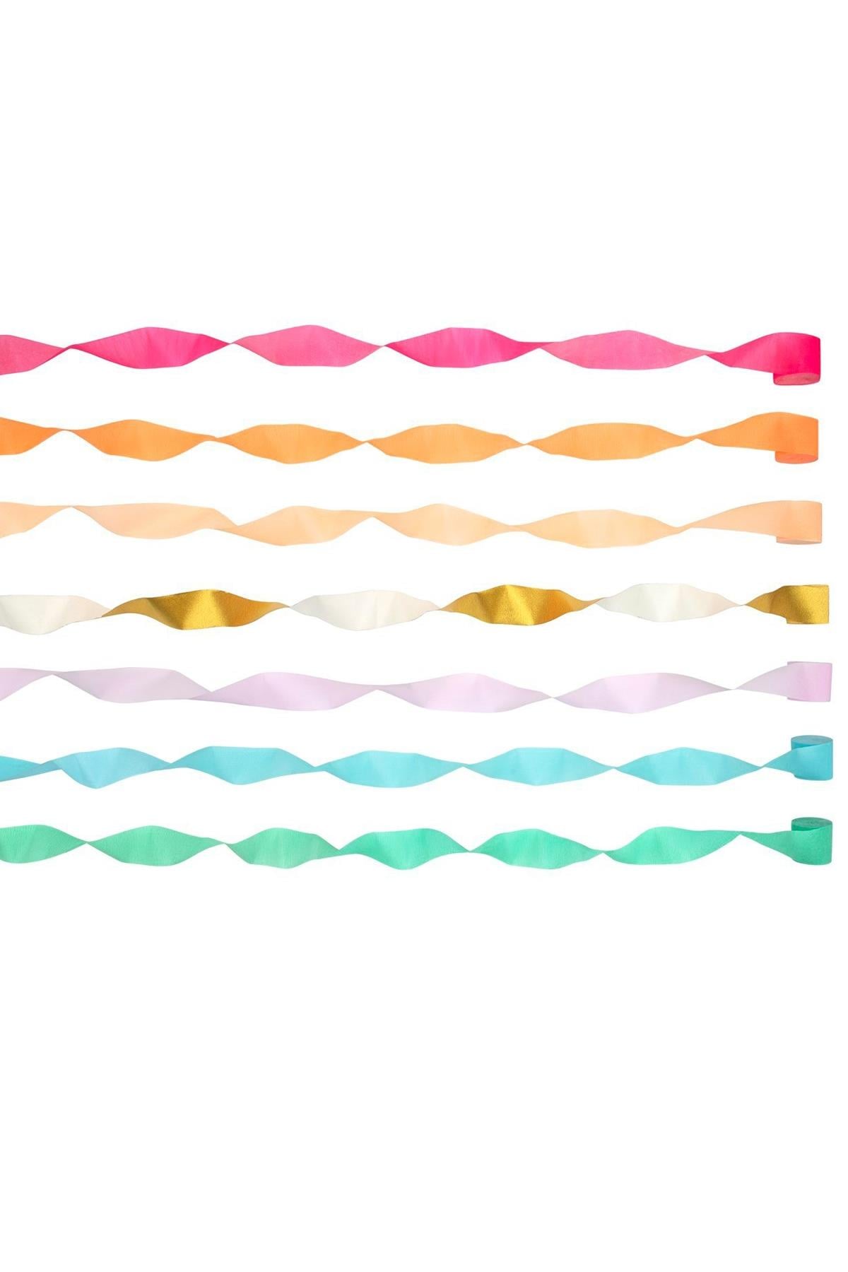 Meri Meri - Bright Crepe Paper Streamers - Renkli Kağıt Şeritler Çok Renkli
