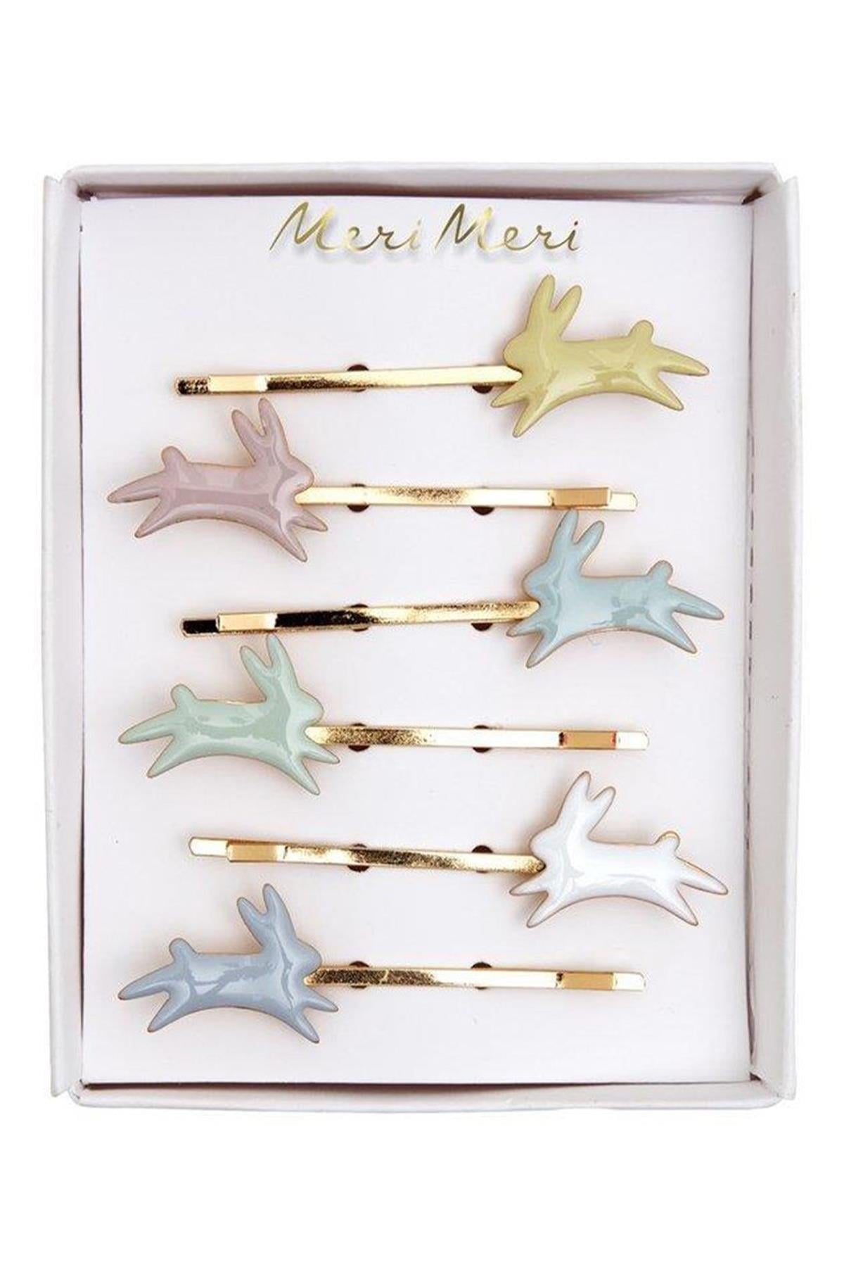 Meri Meri - Bunny Enamel Hair Slides - Tavşan Tokalar Çok Renkli