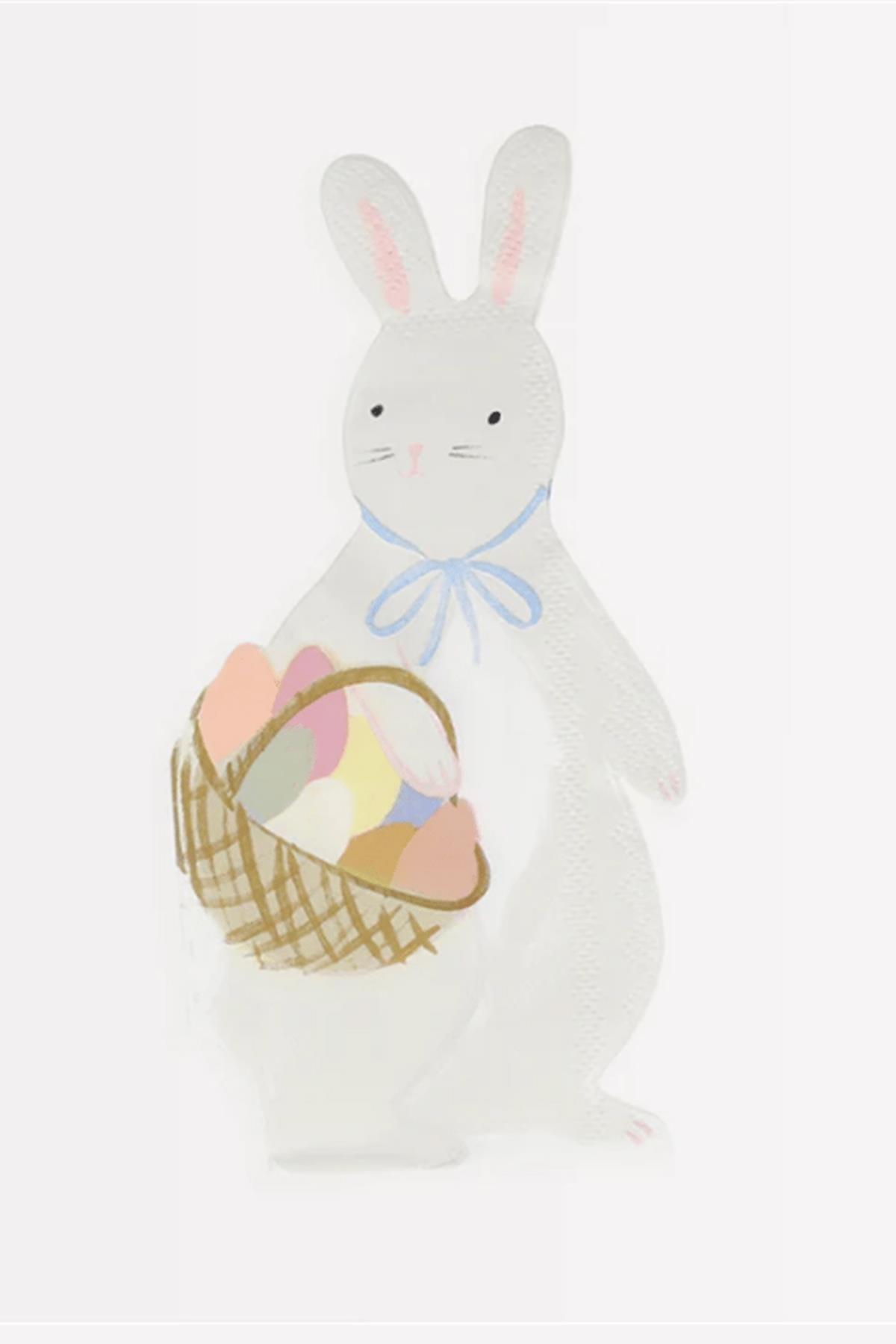 Meri Meri - Bunny With Basket Napkins - Sepetli Tavşan Peçeteler - 16lı Çok Renkli