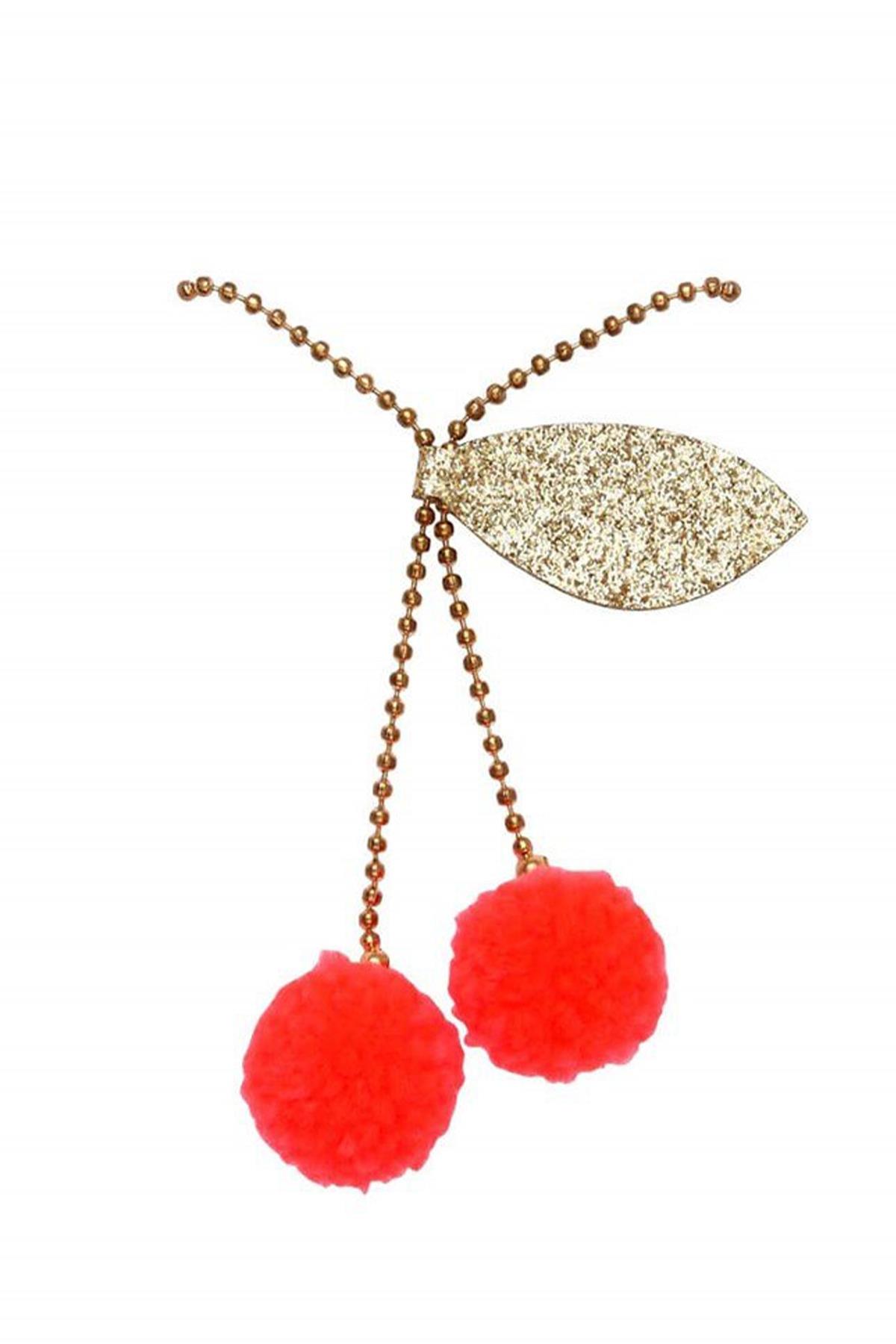 Meri Meri - Cherry Pompom Necklace - Ponpon Kiraz Kolye Çok Renkli