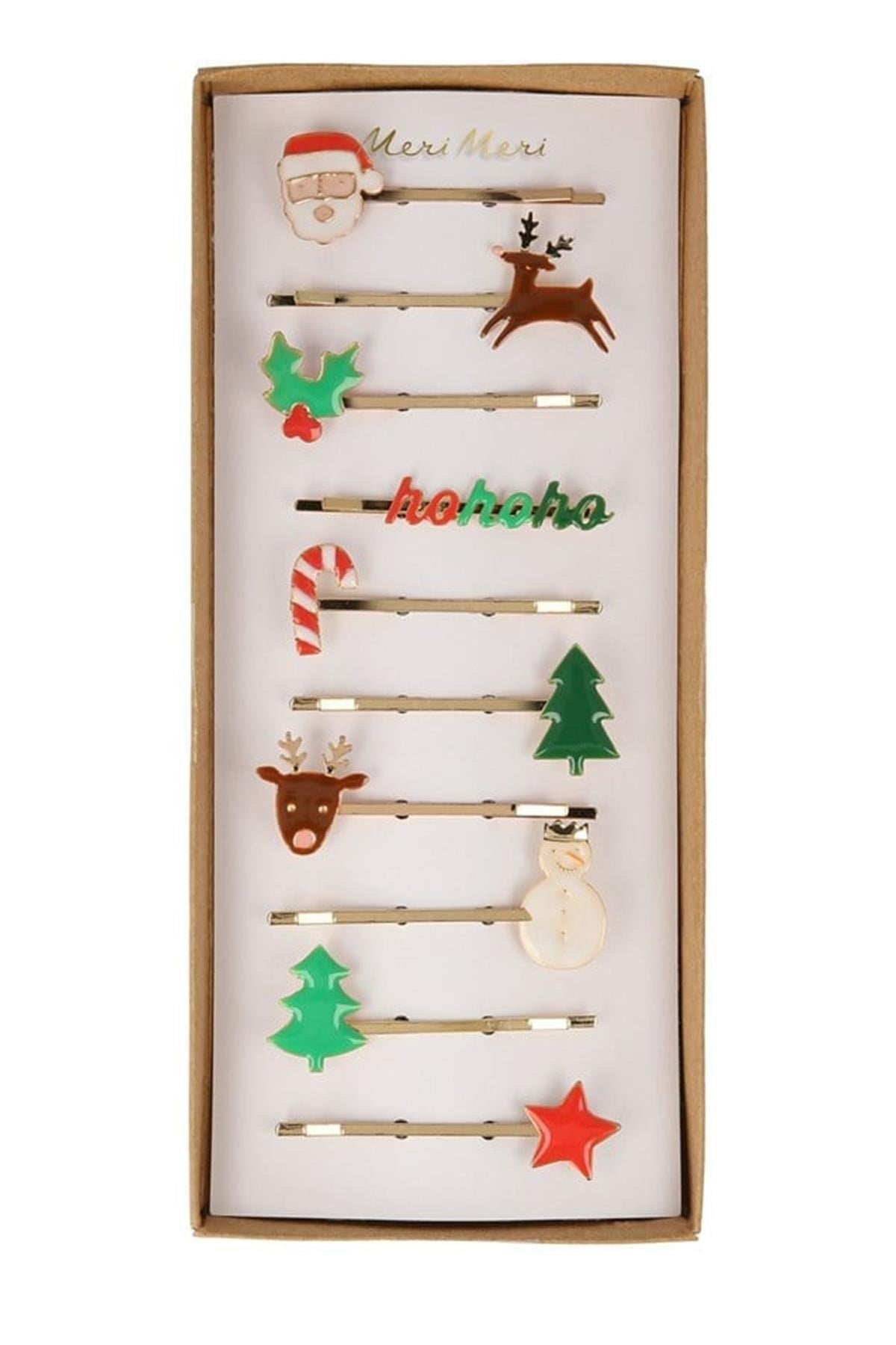 Meri Meri - Christmas Enamel Hair Slides - Yeni Yıl Tokaları - 10lu Çok Renkli