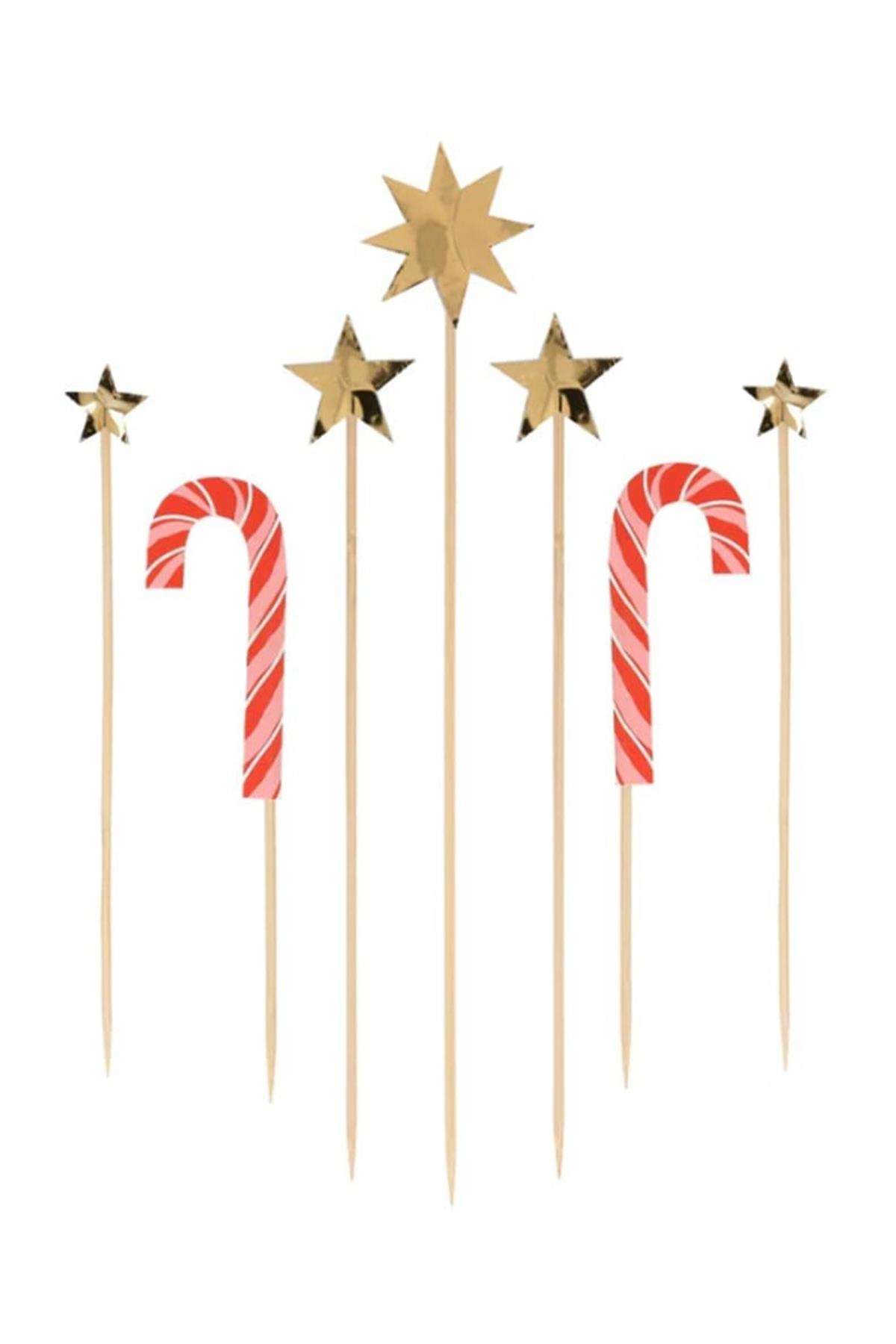 Meri Meri - Christmas Honeycomb Cake Topper Set - Petekli Yeni Yıl Pasta Süsü Seti - 10 parça Çok Renkli