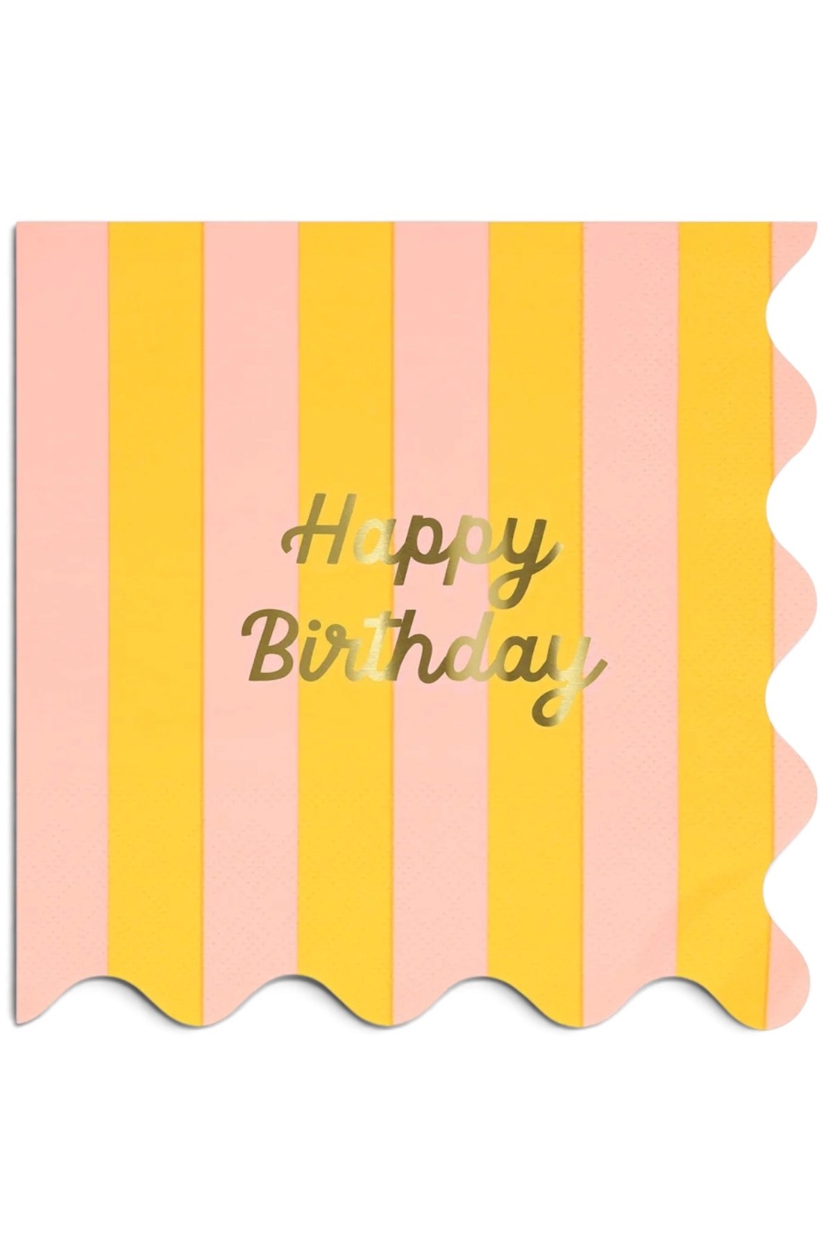 Meri Meri - Çizgili Happy Birthday Peçeteler (L) (x16) Çok Renkli