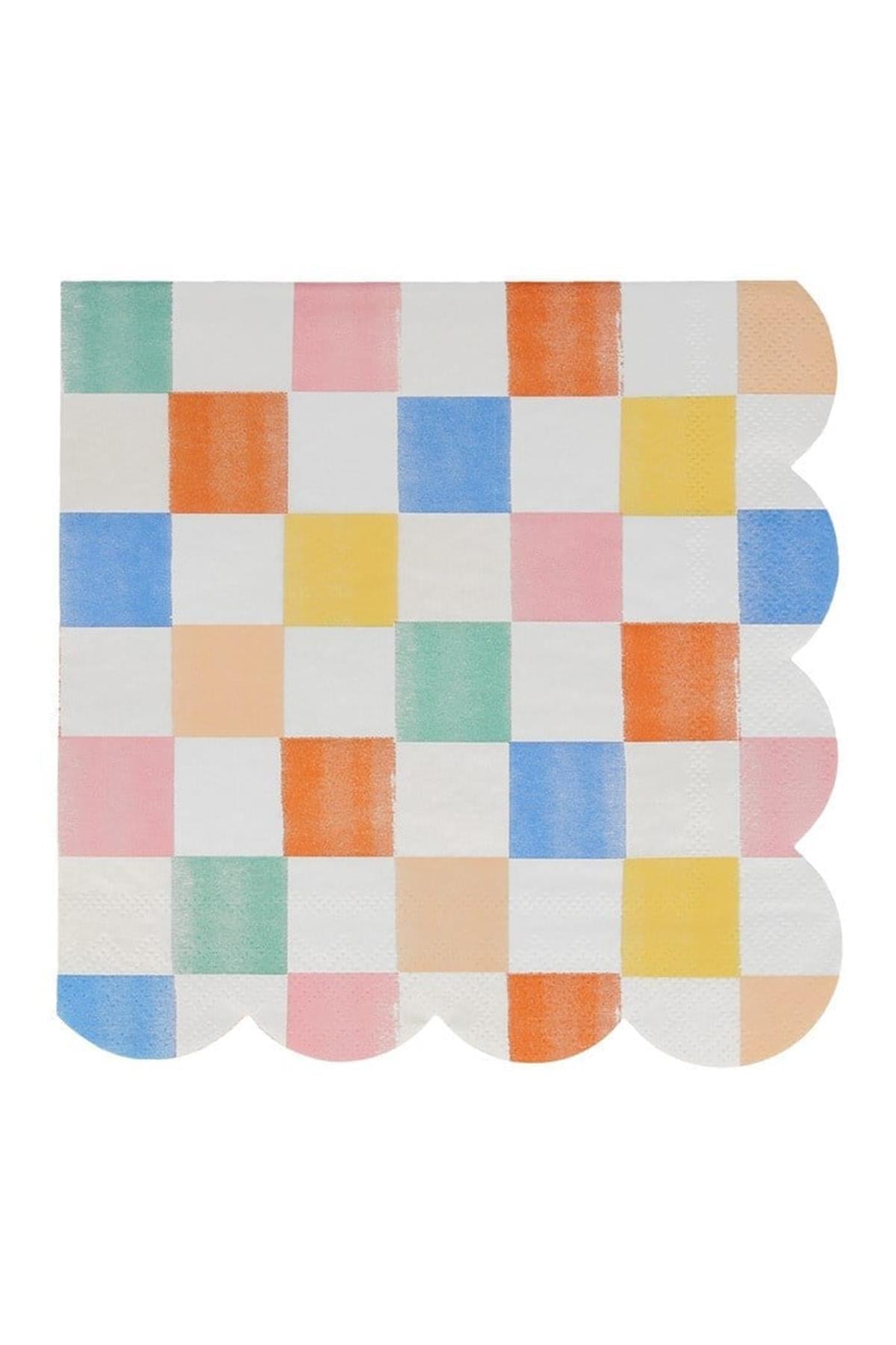 Meri Meri - Colourful Pattern Large Napkins - Renkli Desenler Peçeteler - L - 16lı Çok Renkli