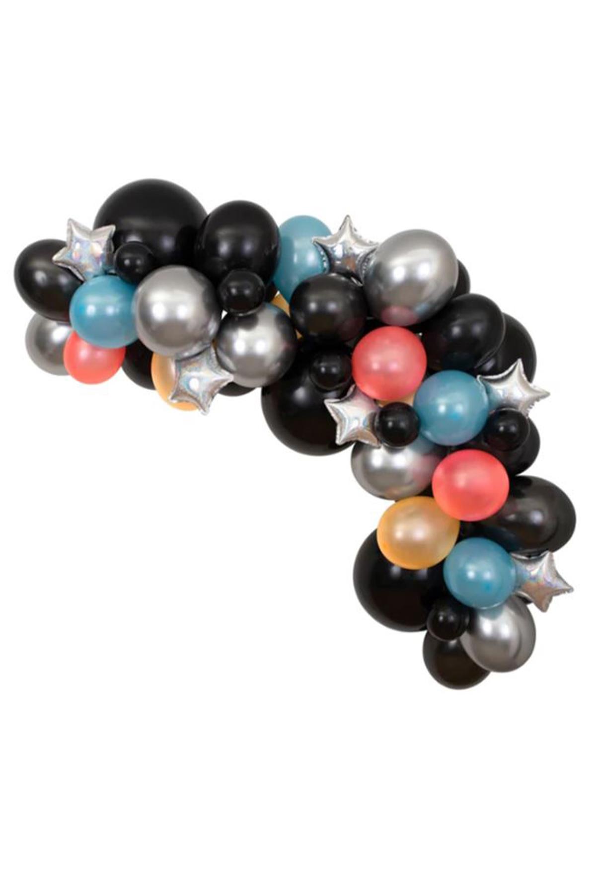 Meri Meri - Cosmic Balloon Garland Kit - Uzay Balon Seti - 48 balon Çok Renkli