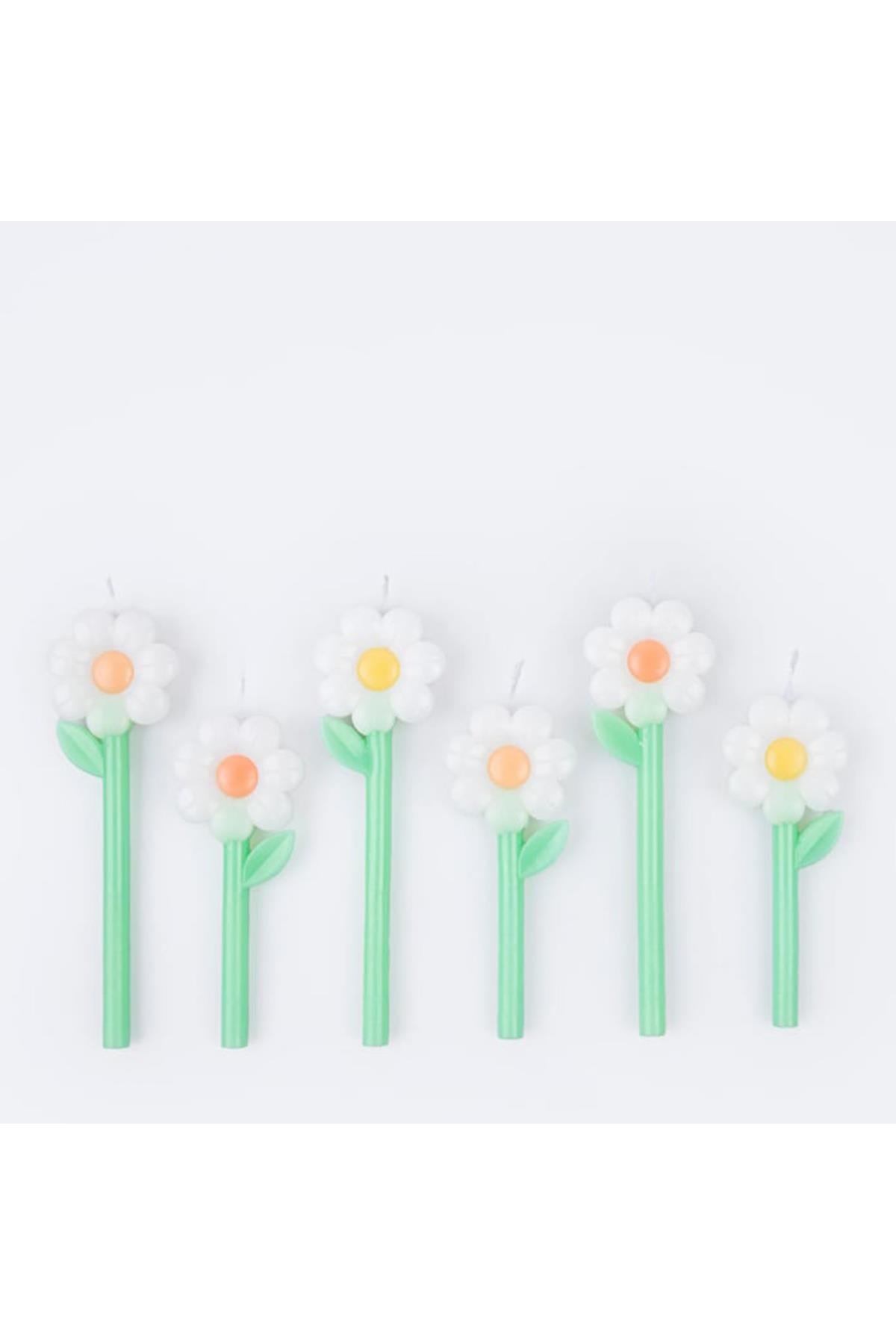 Meri Meri - Daisy Candles - Papatya Mumlar (x6) Çok Renkli