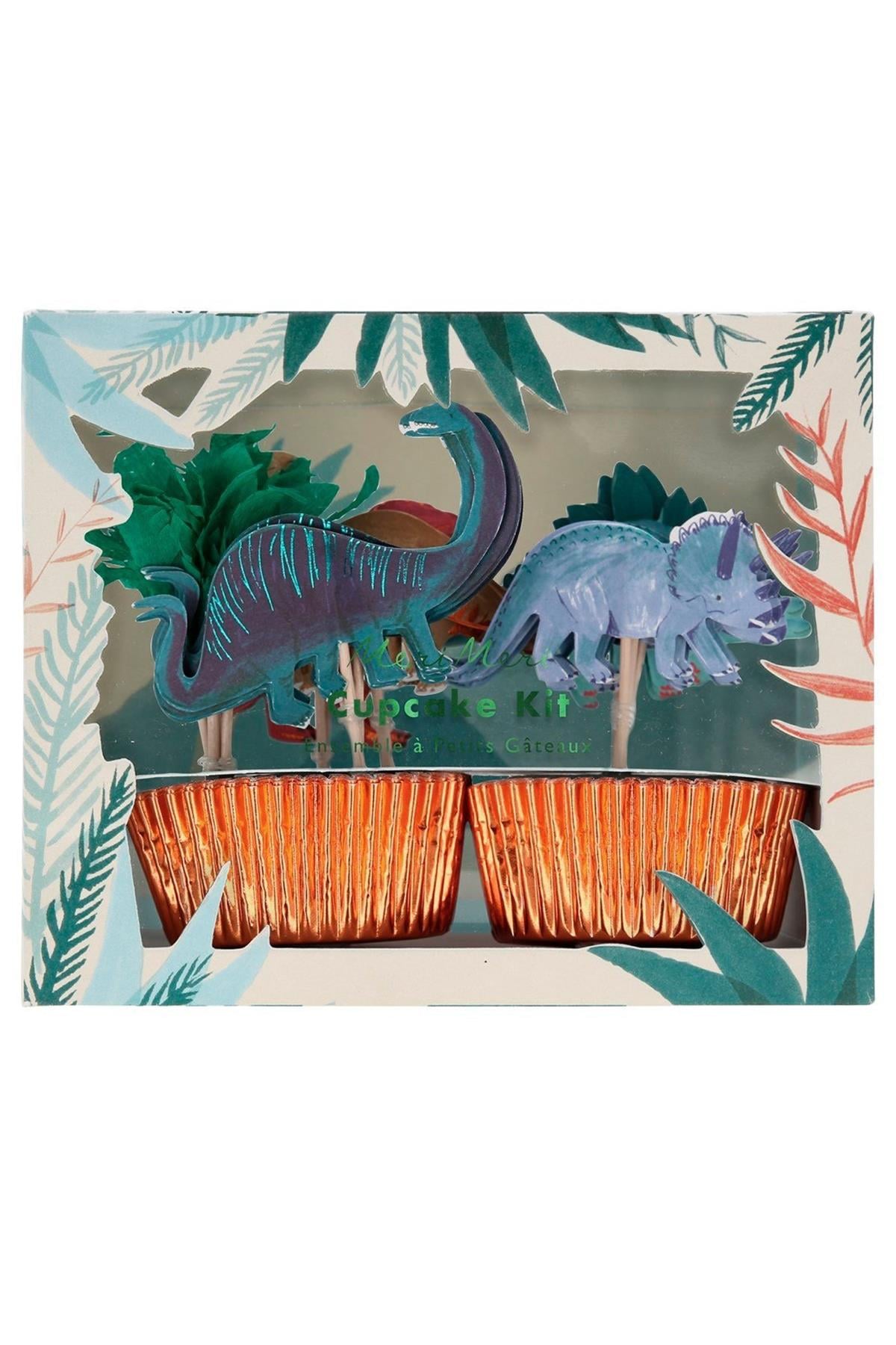 Meri Meri - Dinosaur Cupcake Kit - Dinozor Cupcake Kit - 24lü Çok Renkli