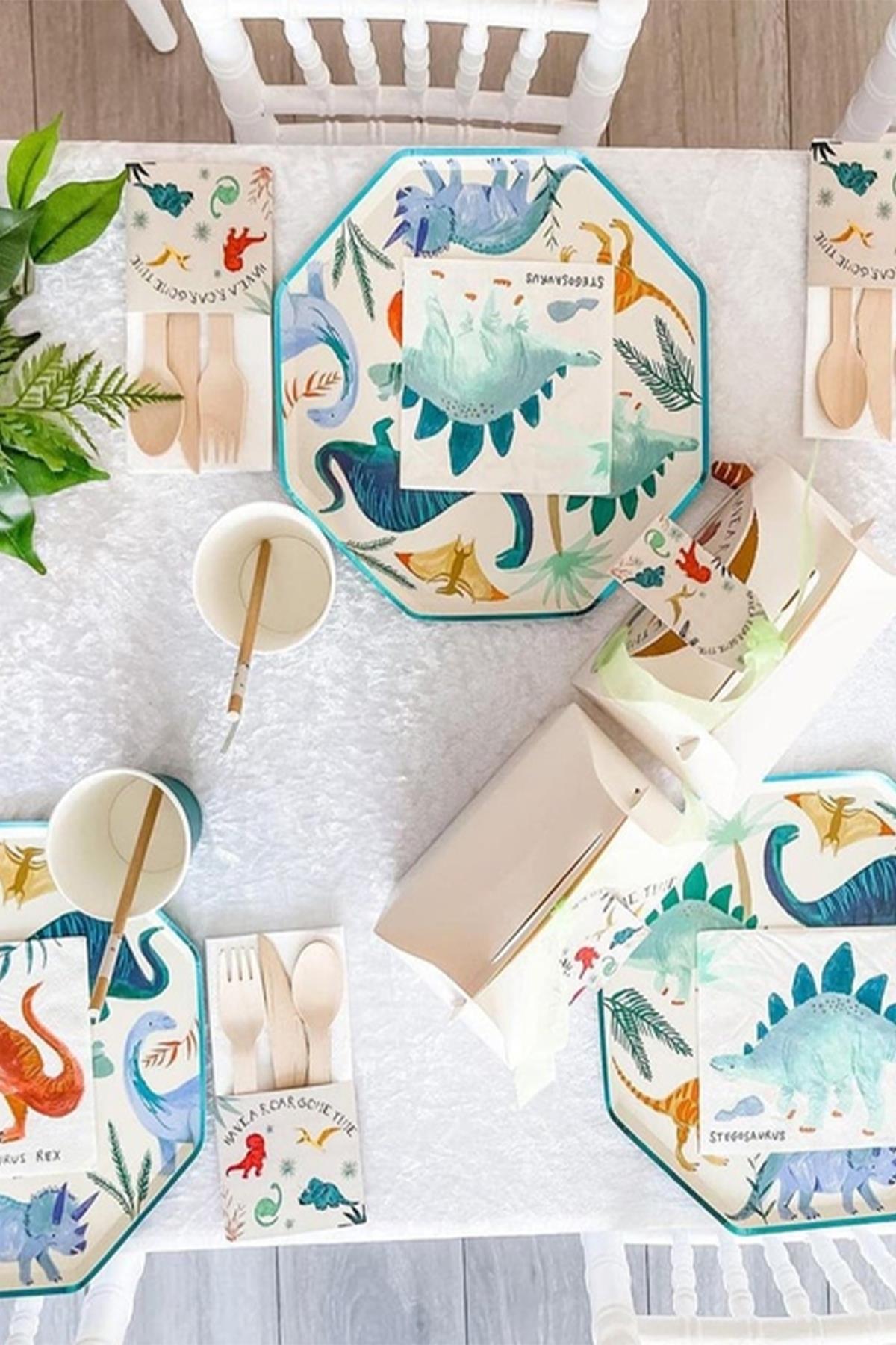 Meri Meri - Dinosaur Napkins - Dinozor Peçete - L - 16lı Çok Renkli