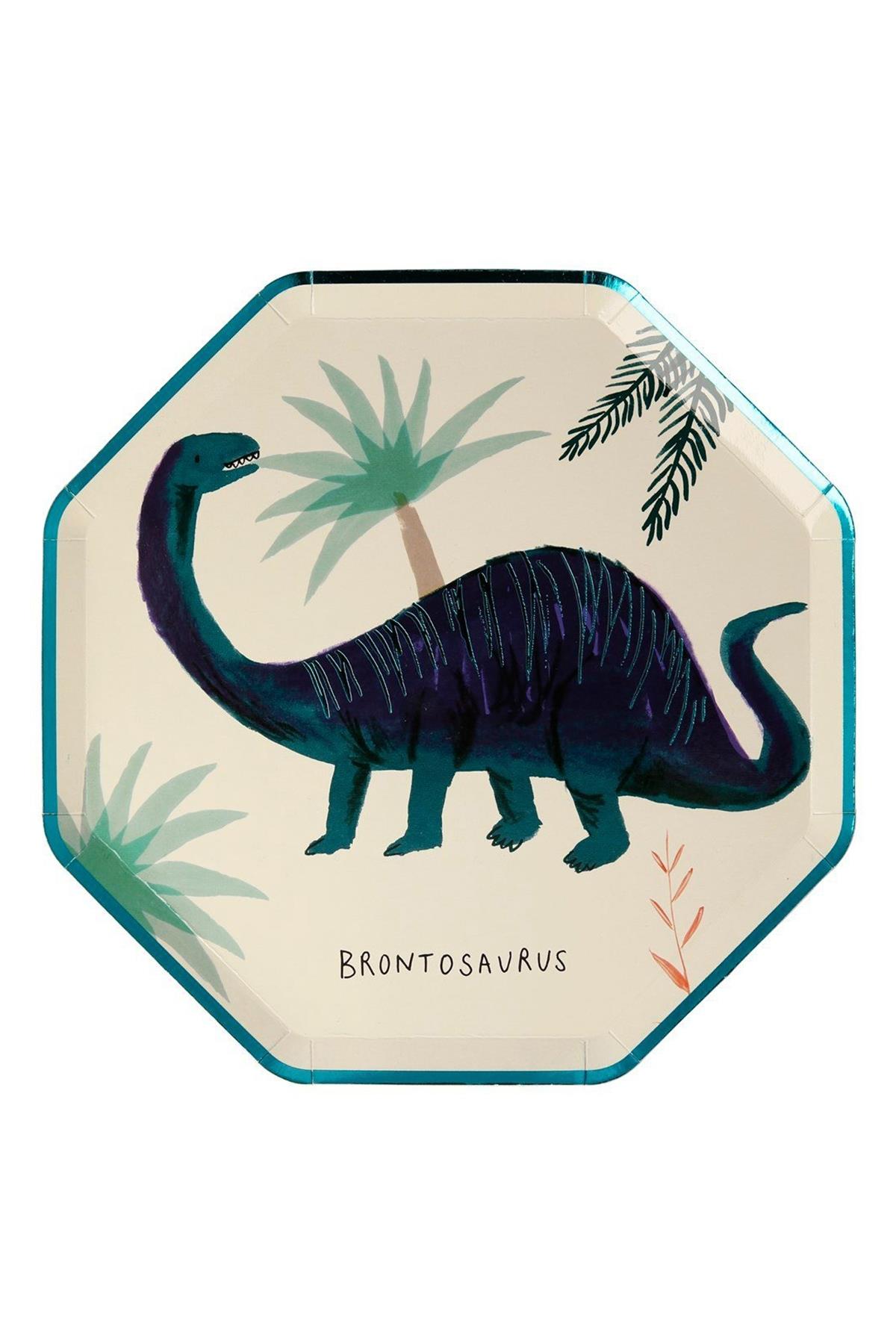 Meri Meri - Dinosaur Plates - Dinozor Tabak Çok Renkli