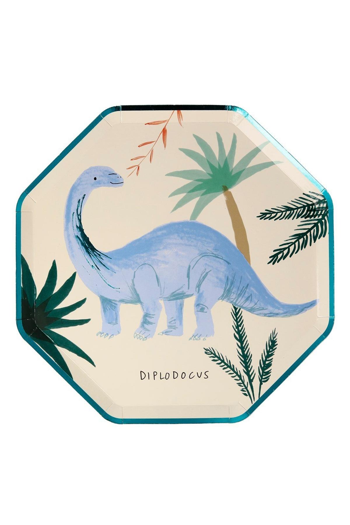 Meri Meri - Dinosaur Plates - Dinozor Tabak Çok Renkli