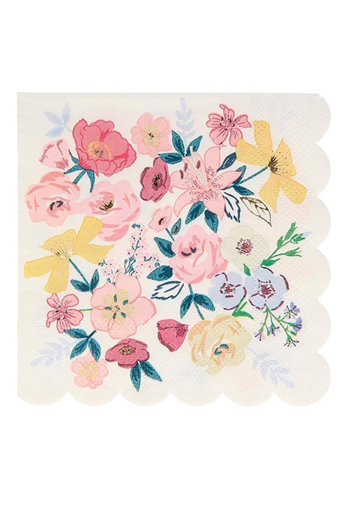 Meri Meri - English Garden Napkins - English Garden Peçete - L - 16lı Çok Renkli
