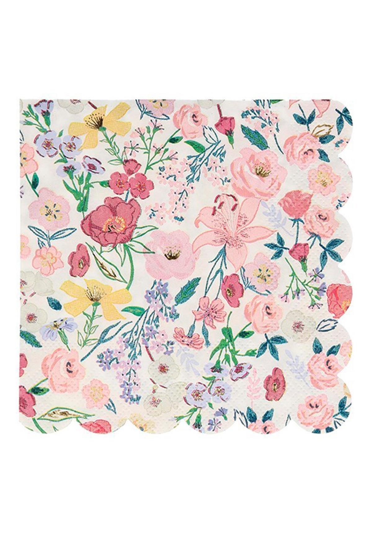 Meri Meri - English Garden Napkins - English Garden Peçete - L - 16lı Çok Renkli