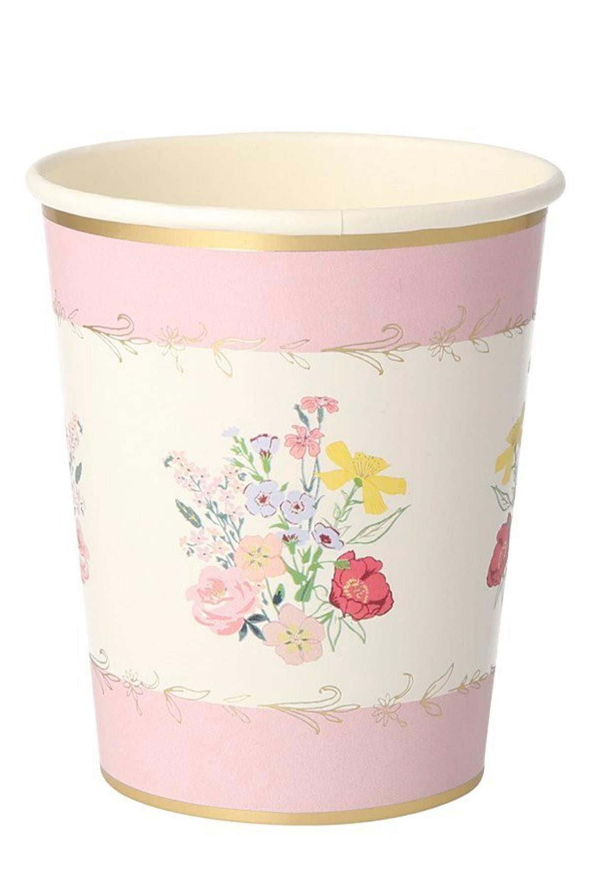 Meri Meri - English Garden Party Cups - English Garden Bardak - 8li Çok Renkli