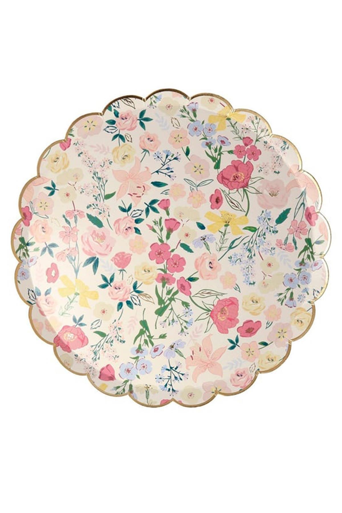 Meri Meri - English Garden Plates - English Garden Tabak - S - 8li Çok Renkli