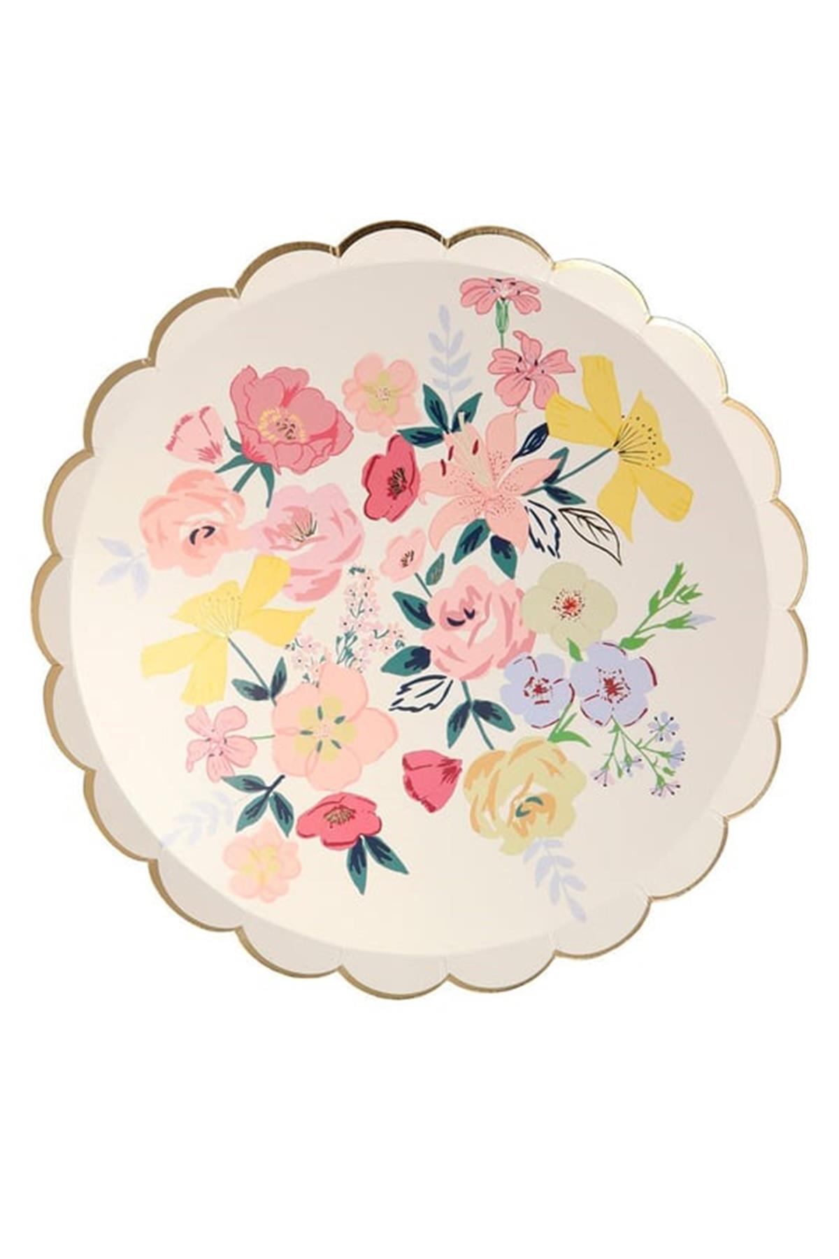 Meri Meri - English Garden Plates - English Garden Tabak - S - 8li Çok Renkli