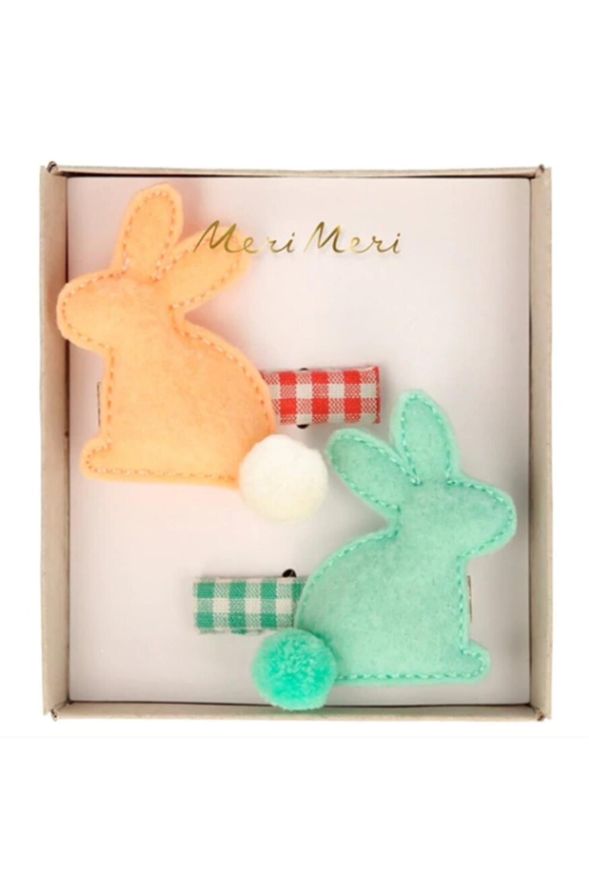 Meri Meri - Felt Bunny Hair Clips - Tavşan Tokalar Çok Renkli