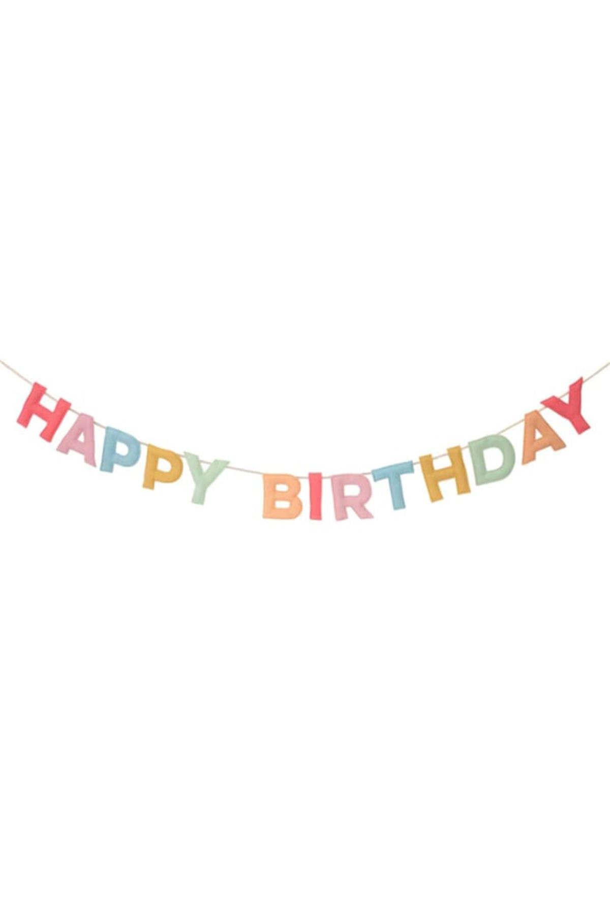 Meri Meri - Felt Happy Birthday Garland - Keçe Happy Birthday Asılan Süs Çok Renkli