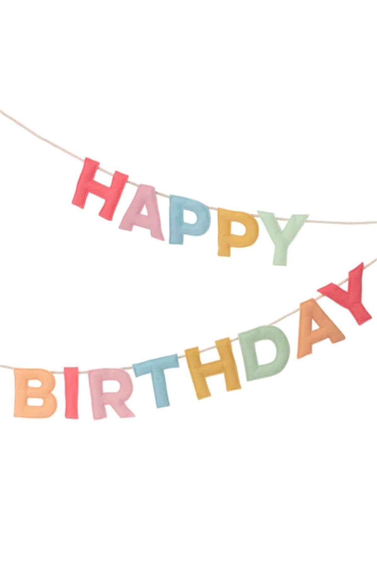 Meri Meri - Felt Happy Birthday Garland - Keçe Happy Birthday Asılan Süs Çok Renkli