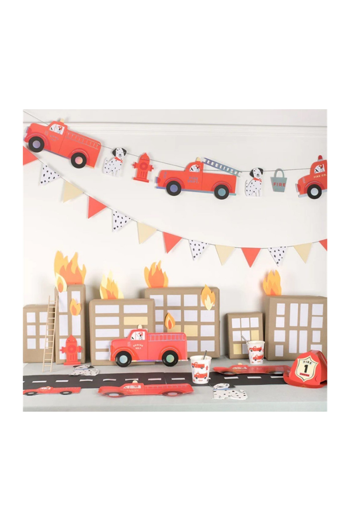 Meri Meri - Firefighter Hats - İtfaiyeci Şapkaları - 8li Çok Renkli