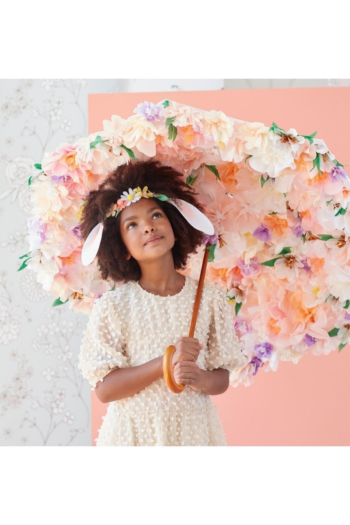 Meri Meri - Floral Bunny Ears & Pompom Tail - Çiçekli Tavşan Kulakları Çok Renkli