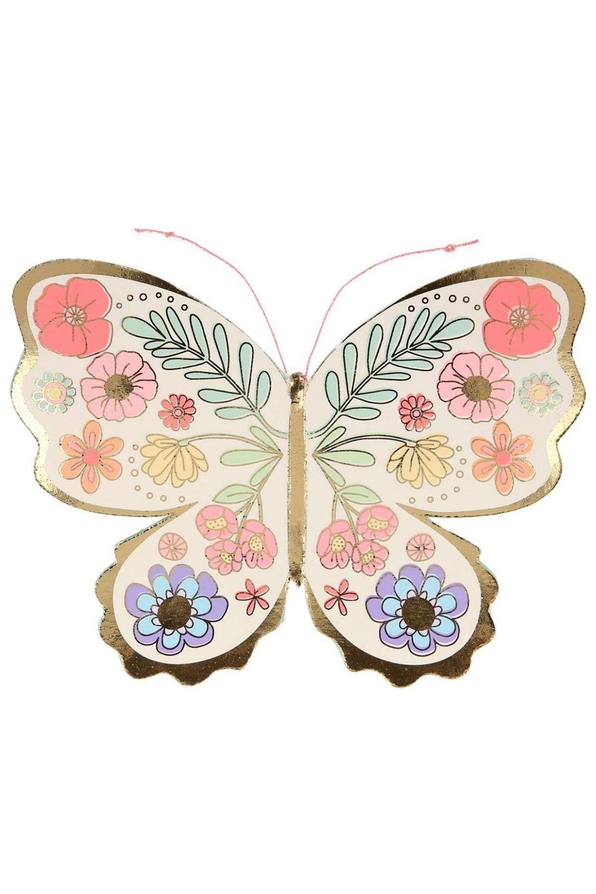 Meri Meri - Floral Butterfly Card - Çiçekli Kelebek Tebrik Kartı Çok Renkli