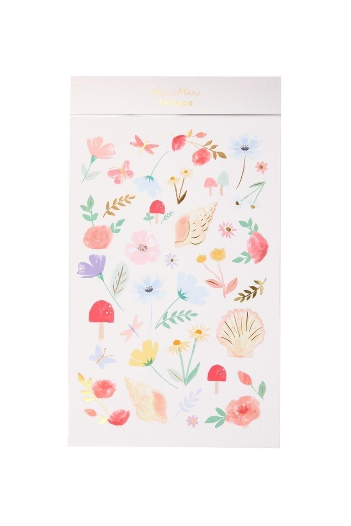 Meri Meri - Floral Tattoos Sheets - Çiçekli Geçici Dövmeler Çok Renkli