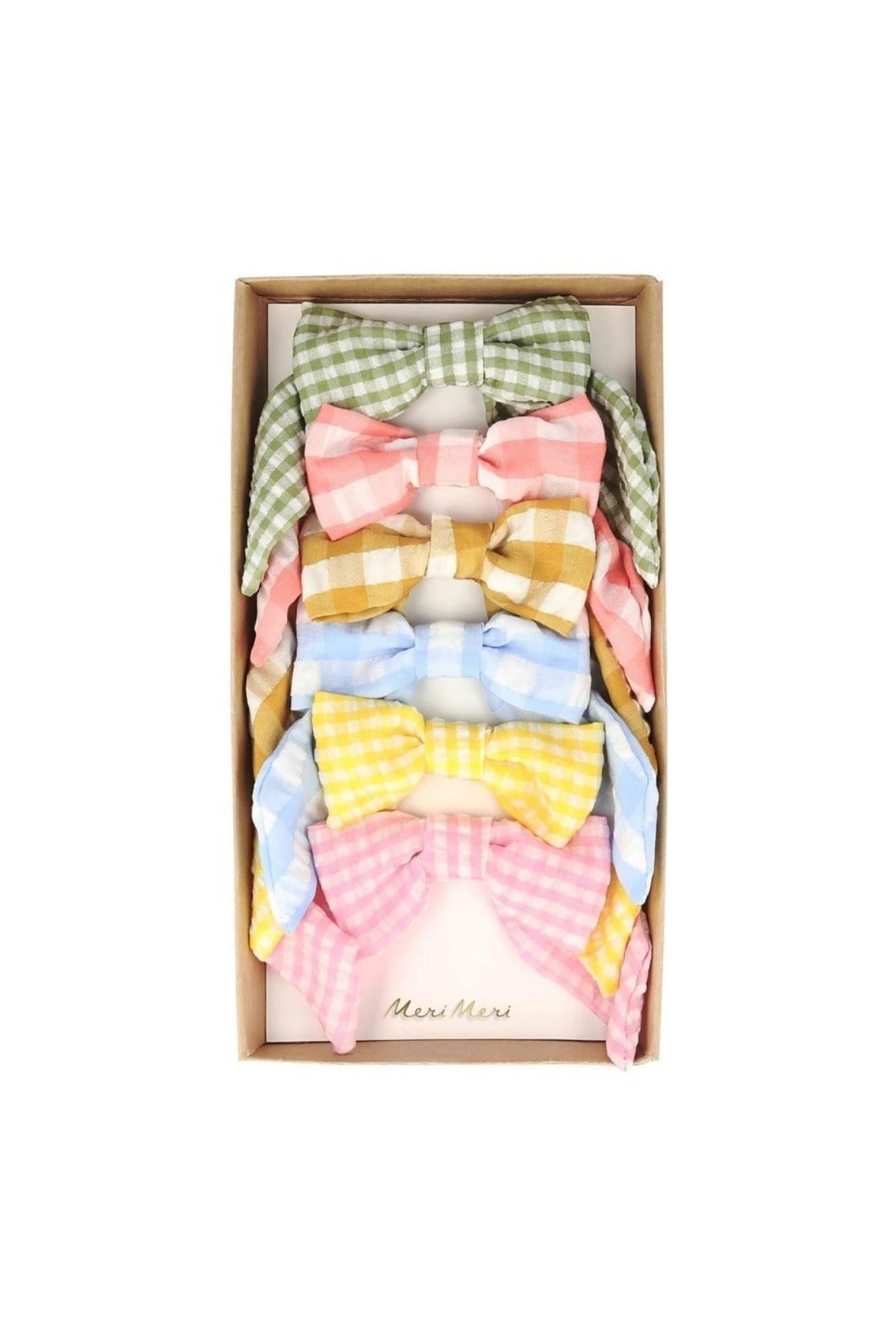 Meri Meri - Gingham Hair Bows - Pötikareli Saç Aksesuarı Çok Renkli