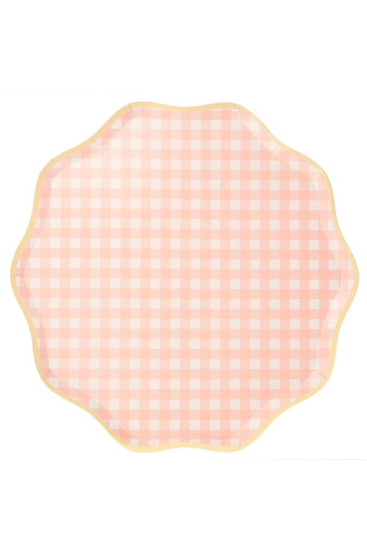 Meri Meri - Gingham Plates - Damalı Tabaklar - S - 12li Çok Renkli