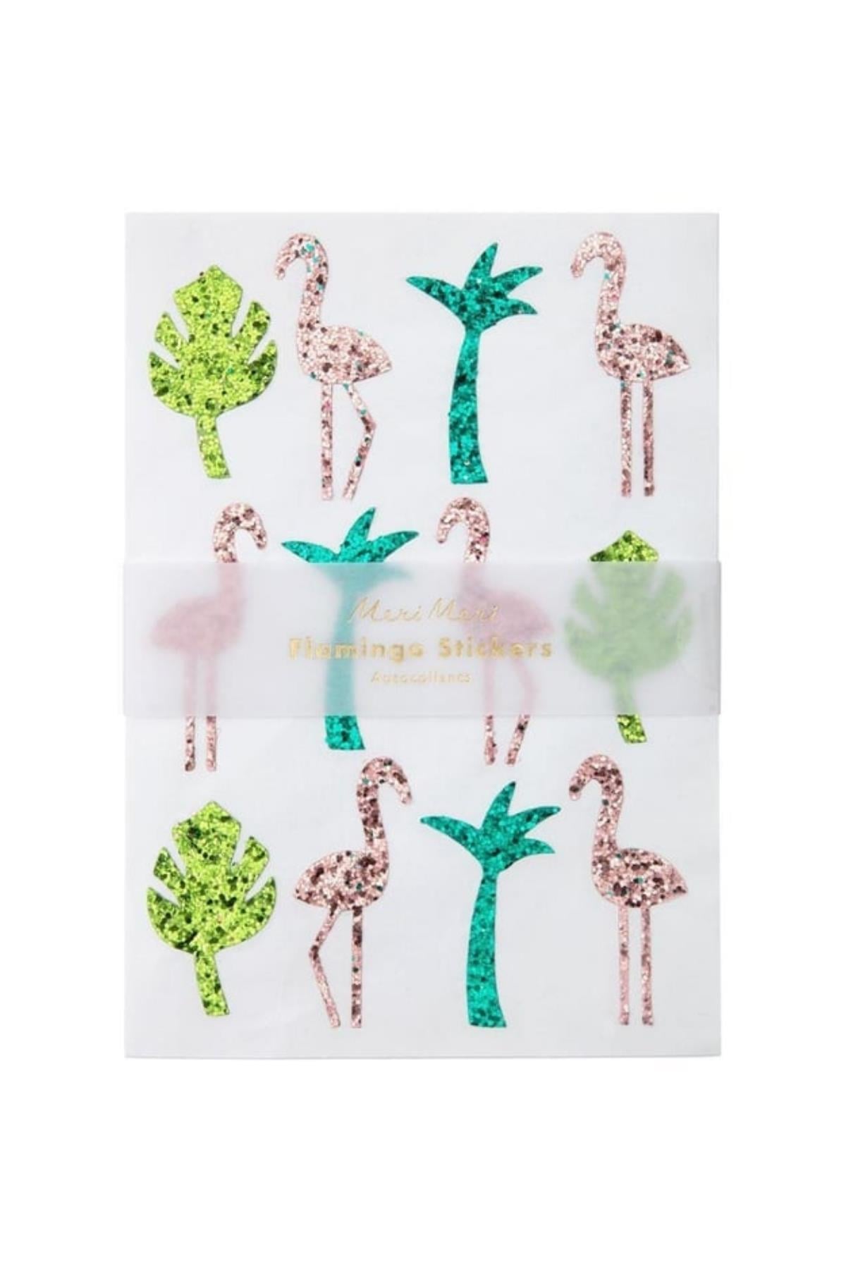 Meri Meri - Glitter Flamingo Sticker Sheets - Simli Flamingo Çıkartmaları Çok Renkli